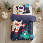 Kinderdekbedovertrek Space man - microvezel - 1-persoons (140x220 + 60x70 cm)