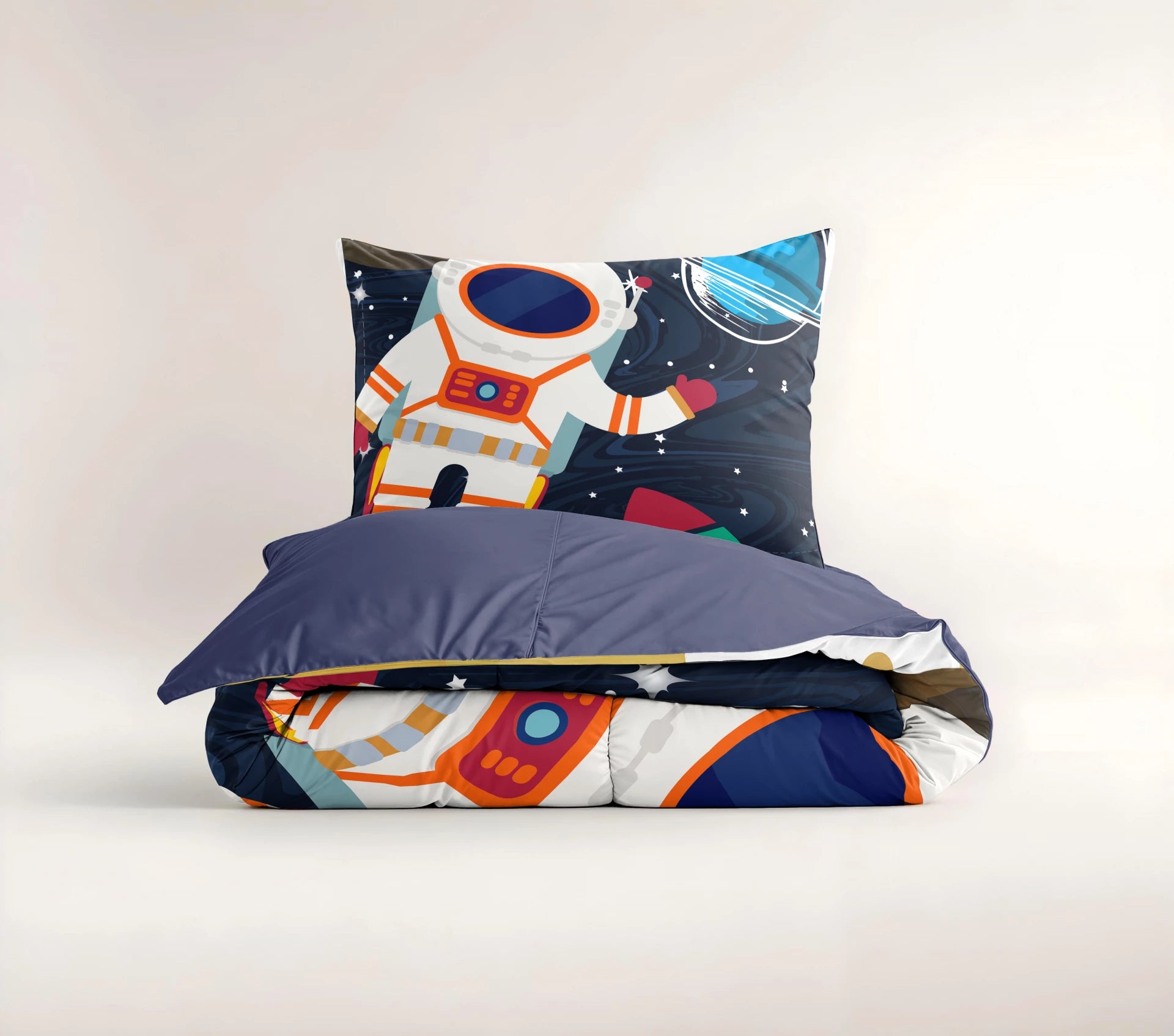 Kinderdekbedovertrek Space man - microvezel - 1-persoons (140x220 + 60x70 cm)