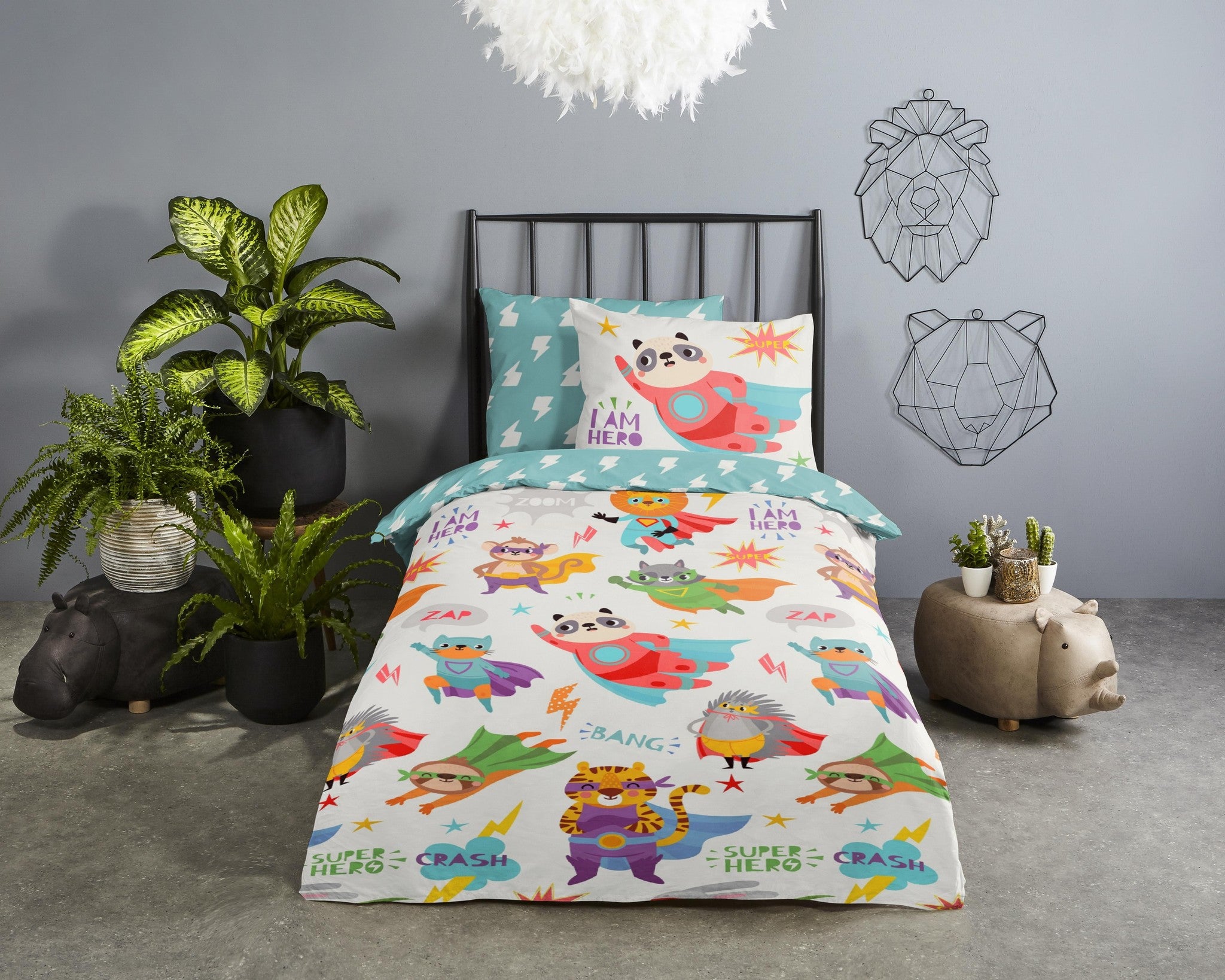 Peuter dekbedovertrek Super hero - katoen - 120x150 + 60x70 cm