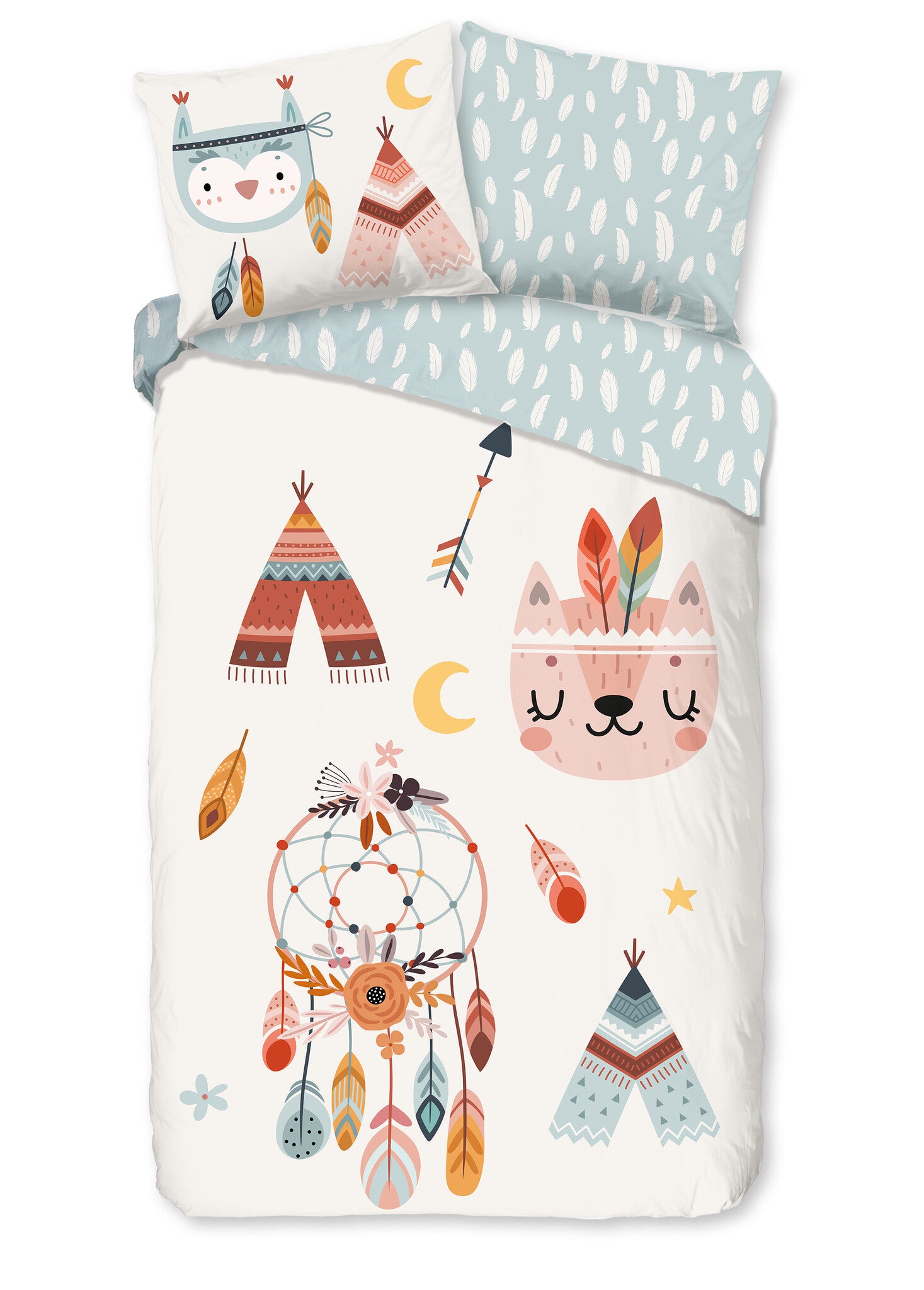 Kinderdekbedovertrek Dreamy - Flanel - 1-persoons (140x220 + 60x70 cm)