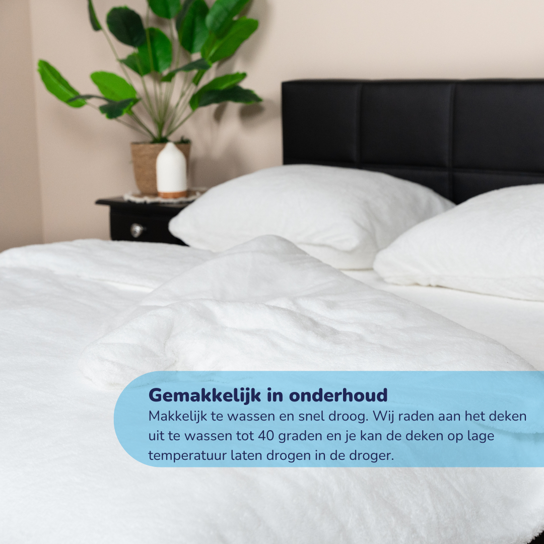B-keus Teddy fleece dekbedovertrek - wit - 2 kanten teddy - 240x220 + 2st 60x70cm