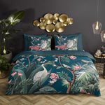 Descanso dekbedovertrek sarenza - Petrol - Katoensatijn - 2-persoons (200x220 + 2st 60x70cm)