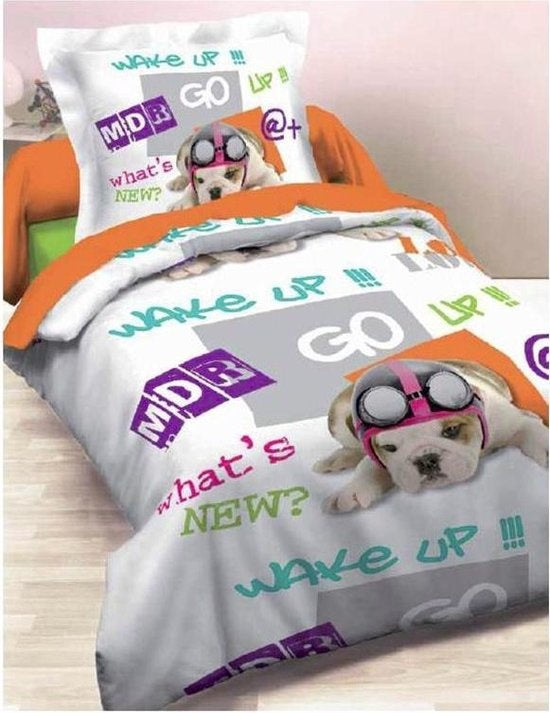 Kinderdekbedovertrek Dog - Katoen - 1-persoons (140x200 + 68x76 cm)