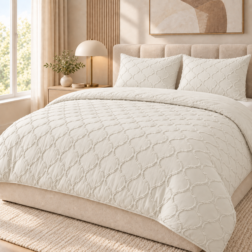Decoware dekbed zonder overtrek incl. kussensloop - Tufted Curve - off white