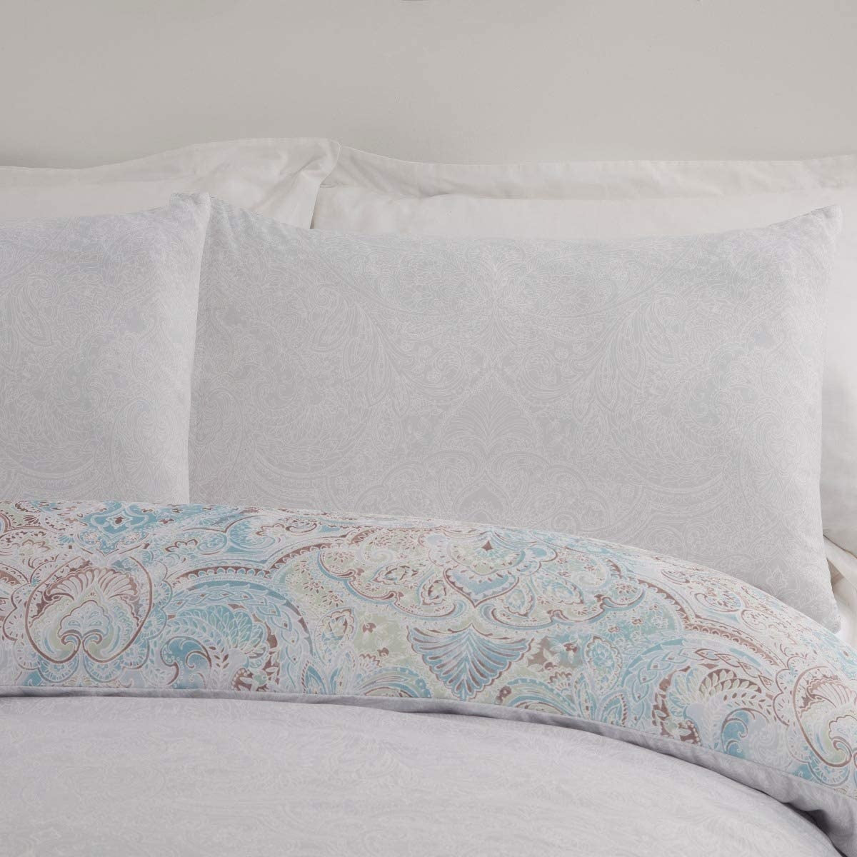 Microvezel dekbedovertrek Paisley teal - 1-persoons (135x200 + 50x75cm)