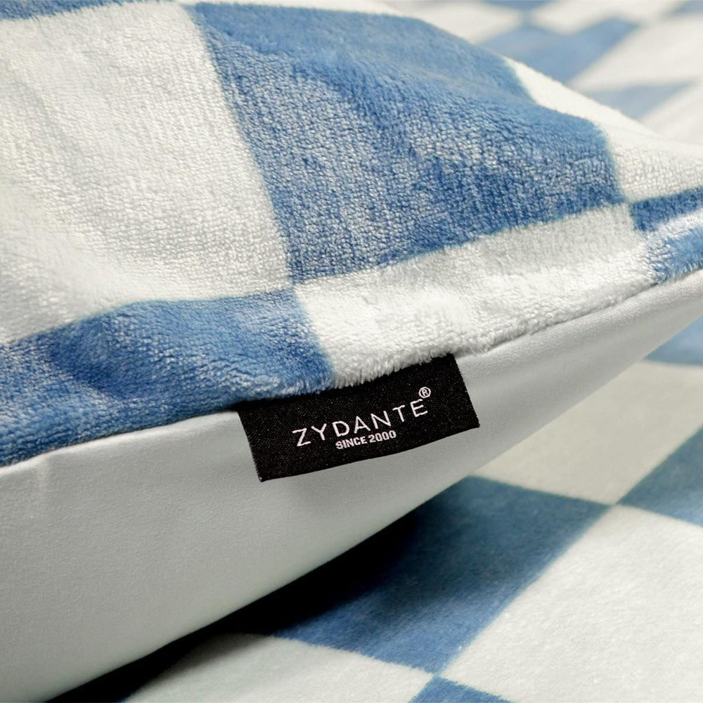 Flanel fleece dekbedovertrek Chess blauw