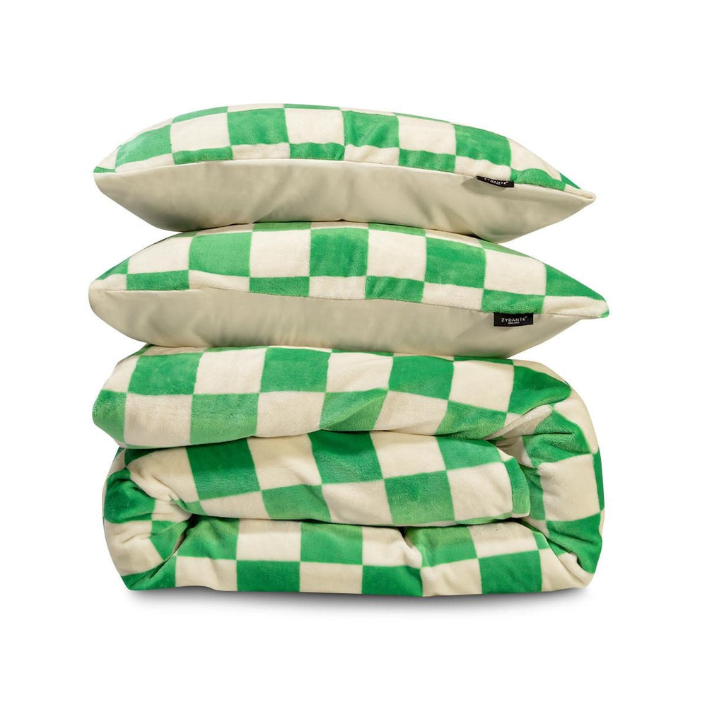 Flanel fleece dekbedovertrek Chess groen