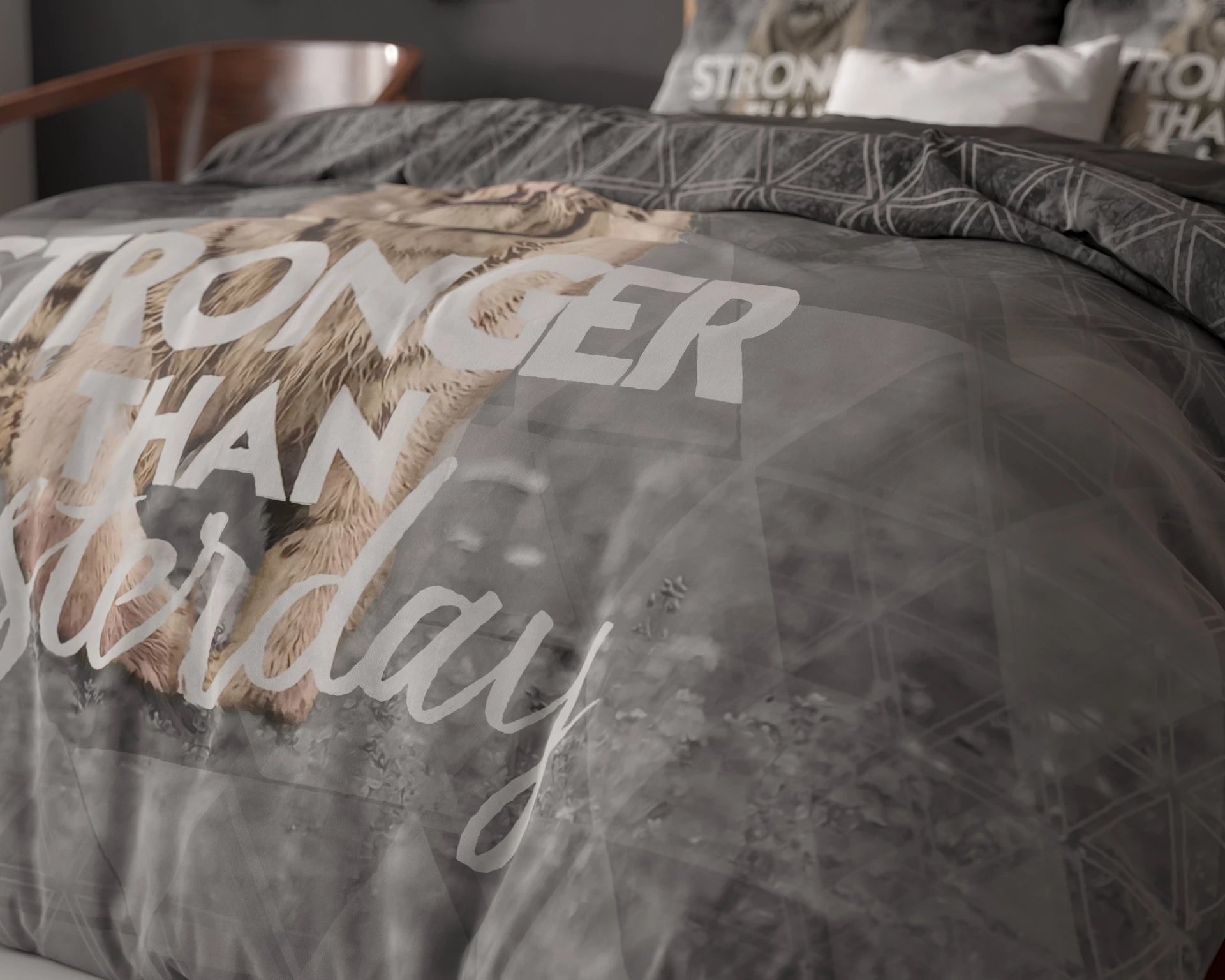 Sleeptime dekbedovertrek Stronger - Antraciet - Katoen -Lits Jumeaux (240x220 + 2st. 60x70 cm)