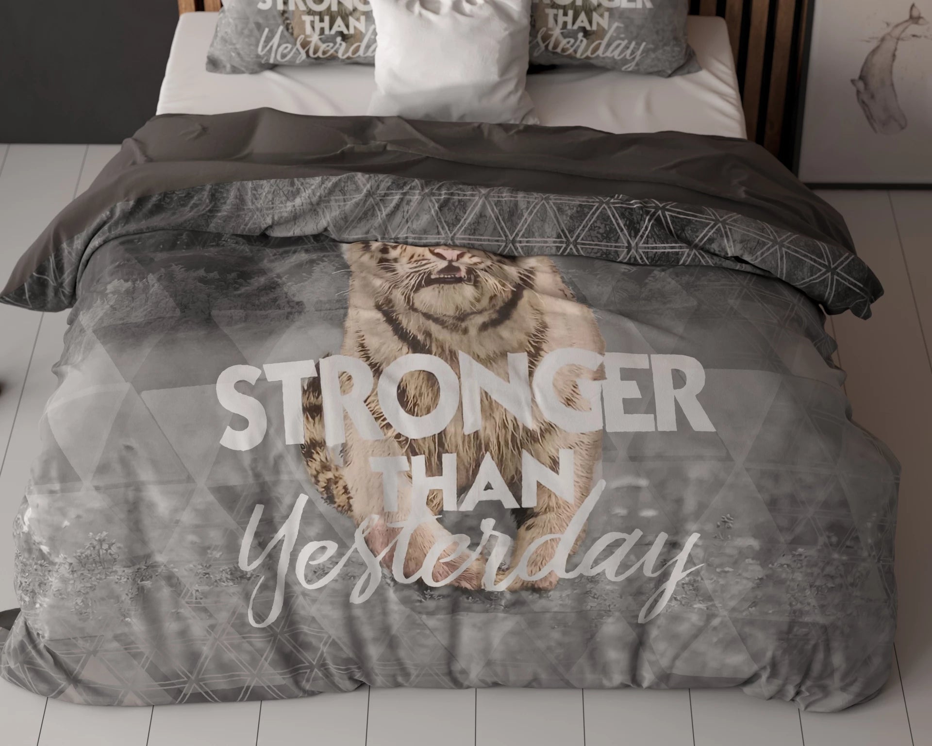 Sleeptime dekbedovertrek Stronger - Antraciet - Katoen -Lits Jumeaux (240x220 + 2st. 60x70 cm)
