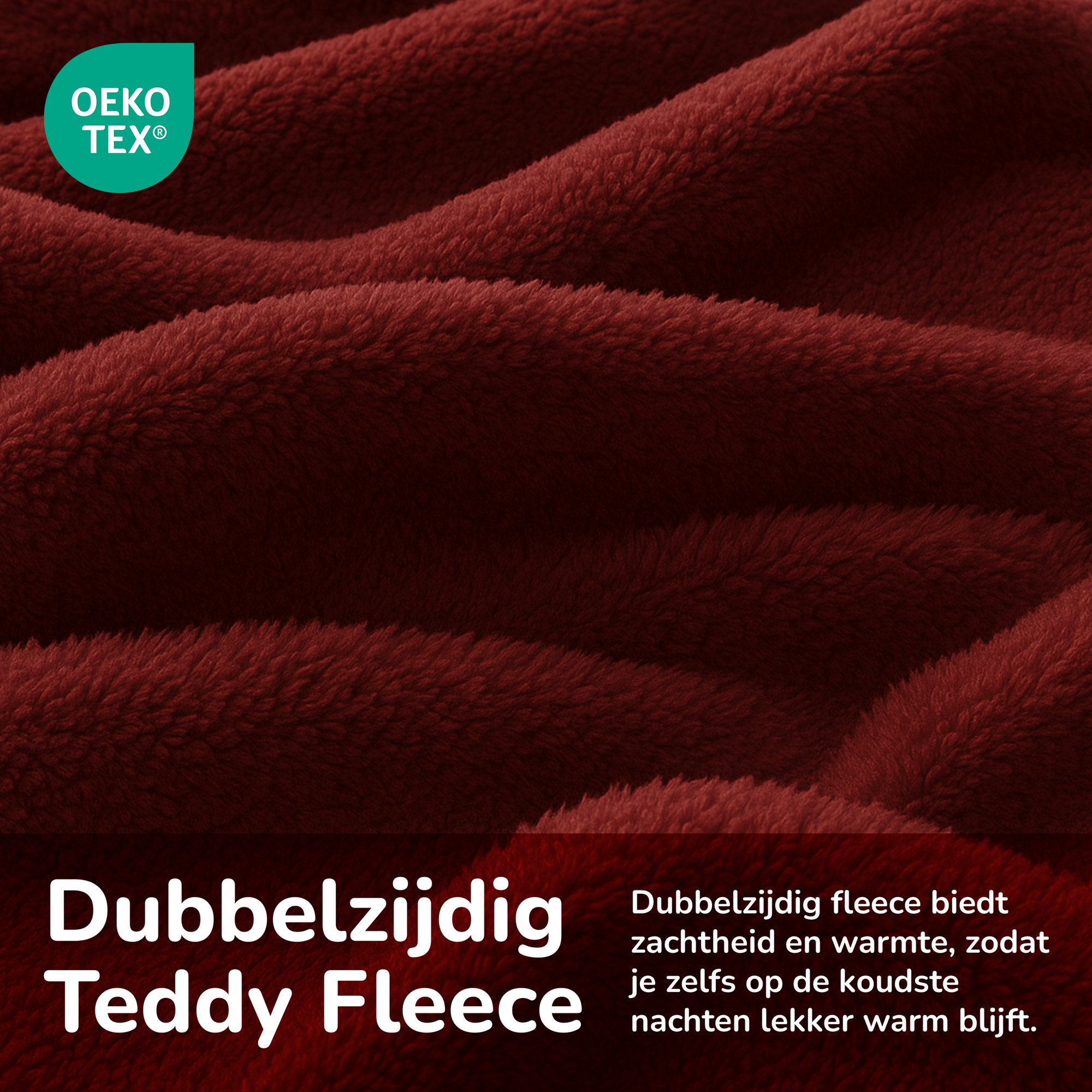 Teddy fleece dekbedovertrek - Wine - 2 kanten teddy - Lits-jumeaux XL (260x220 + 2st 60x70cm)