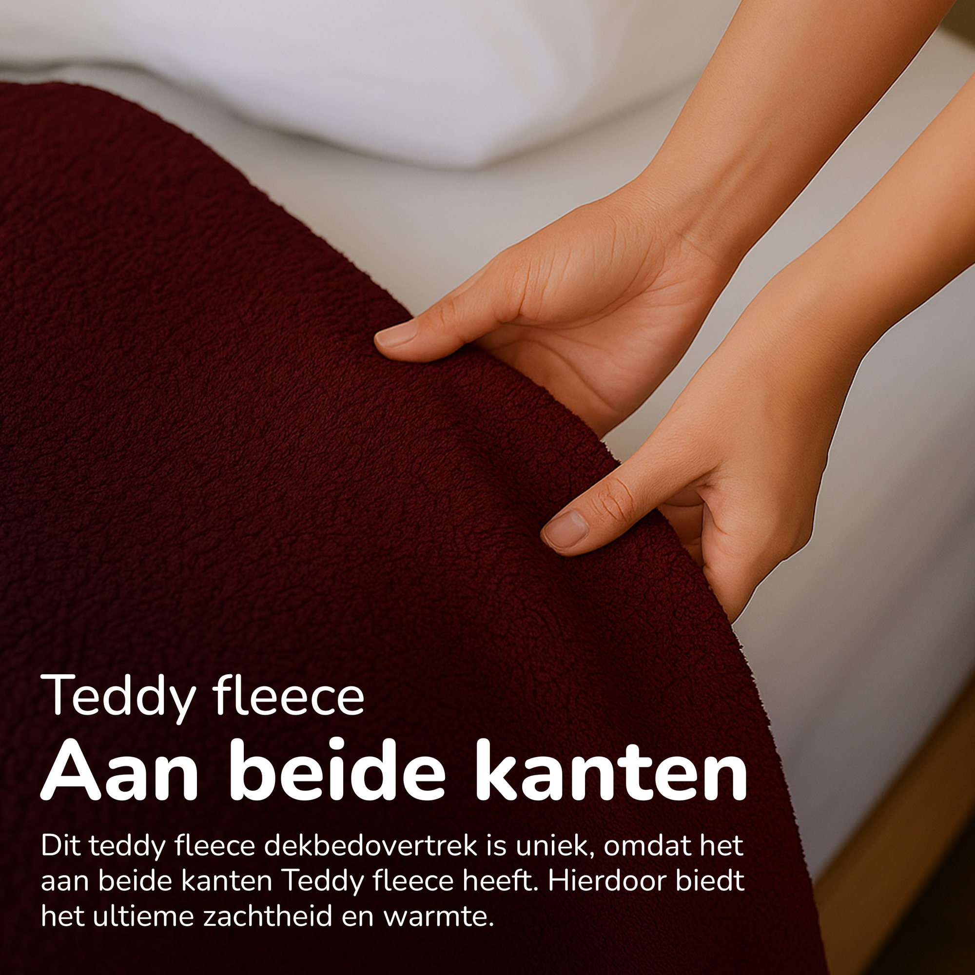 Teddy fleece dekbedovertrek - Wine - 2 kanten teddy - Lits-jumeaux XL (260x220 + 2st 60x70cm)