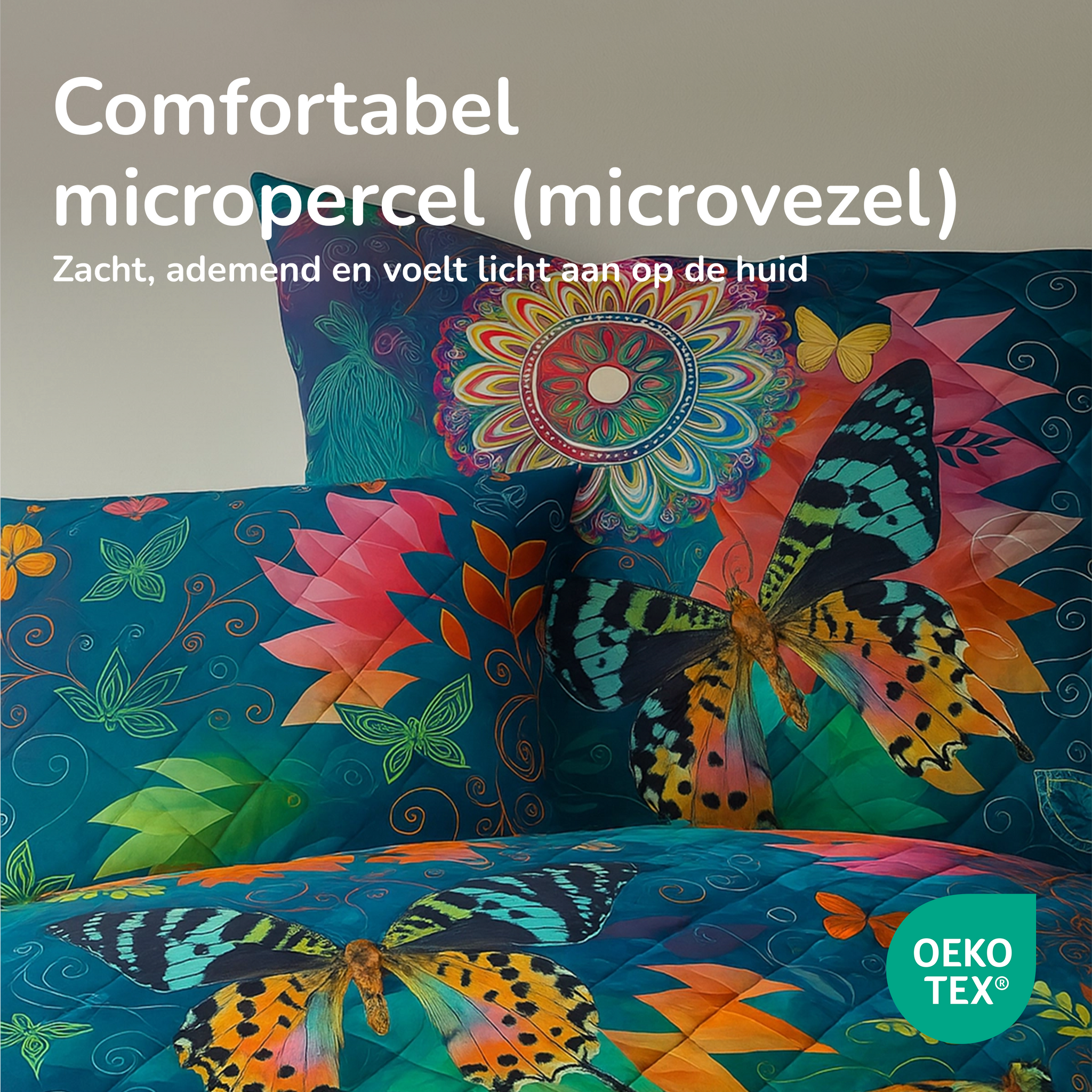 Decoware dekbed zonder overtrek inclusief kussensloop - Butterfly Kingdom - microvezel