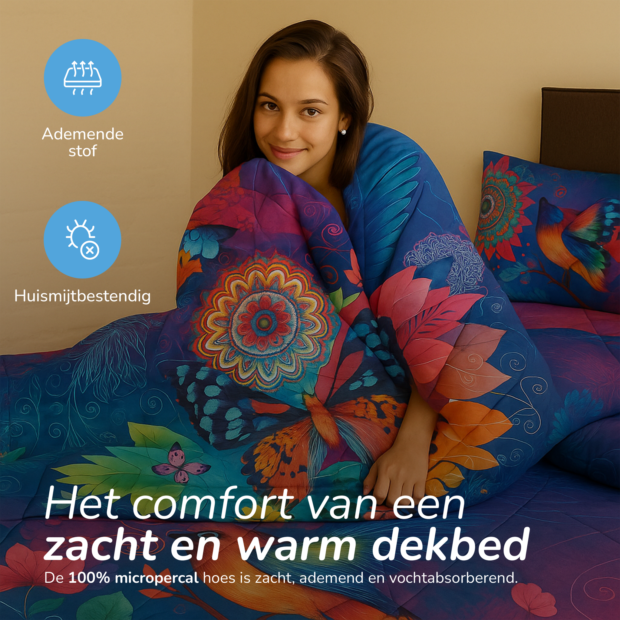 Decoware dekbed zonder overtrek inclusief kussensloop - Butterfly Kingdom - microvezel