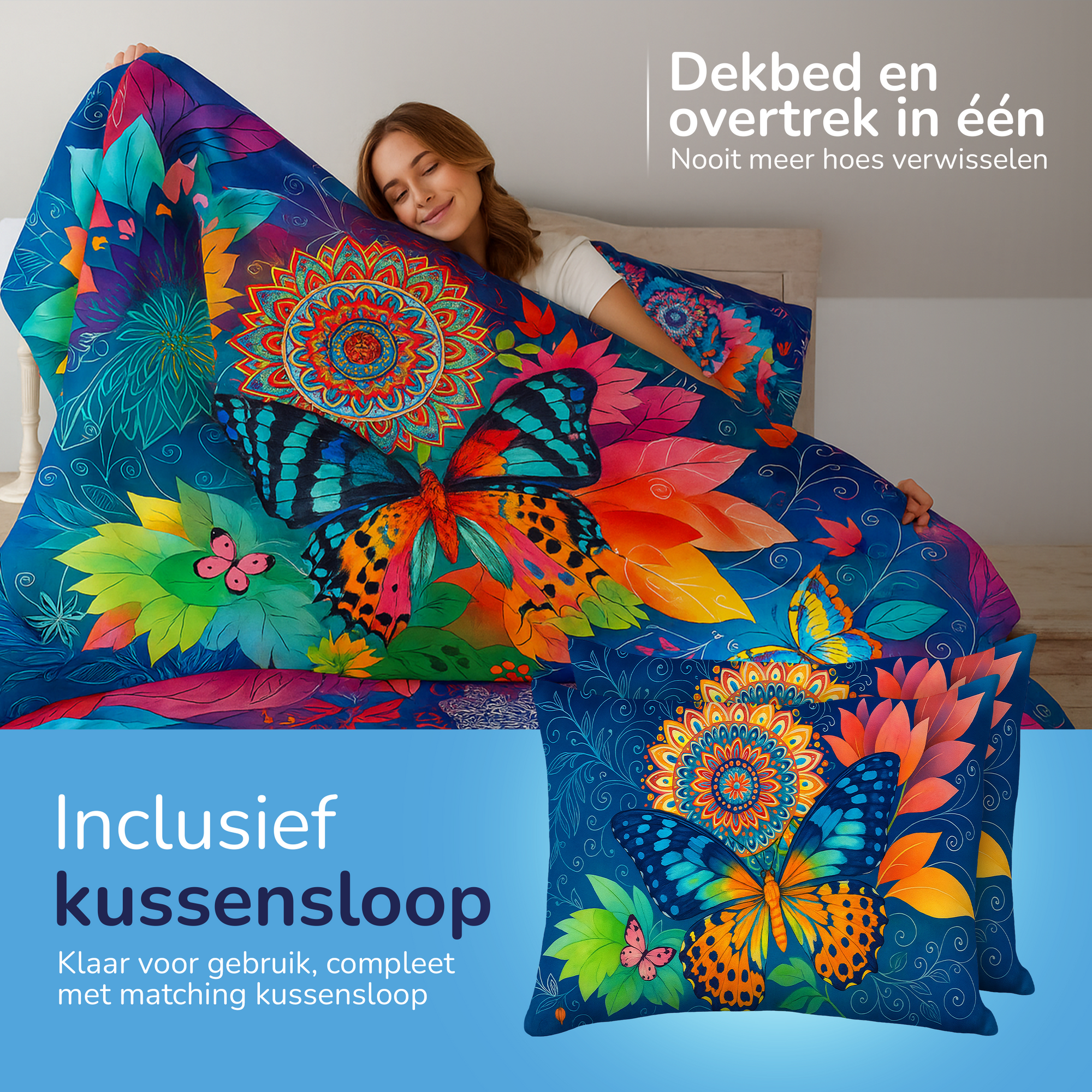 Decoware dekbed zonder overtrek inclusief kussensloop - Butterfly Kingdom - microvezel