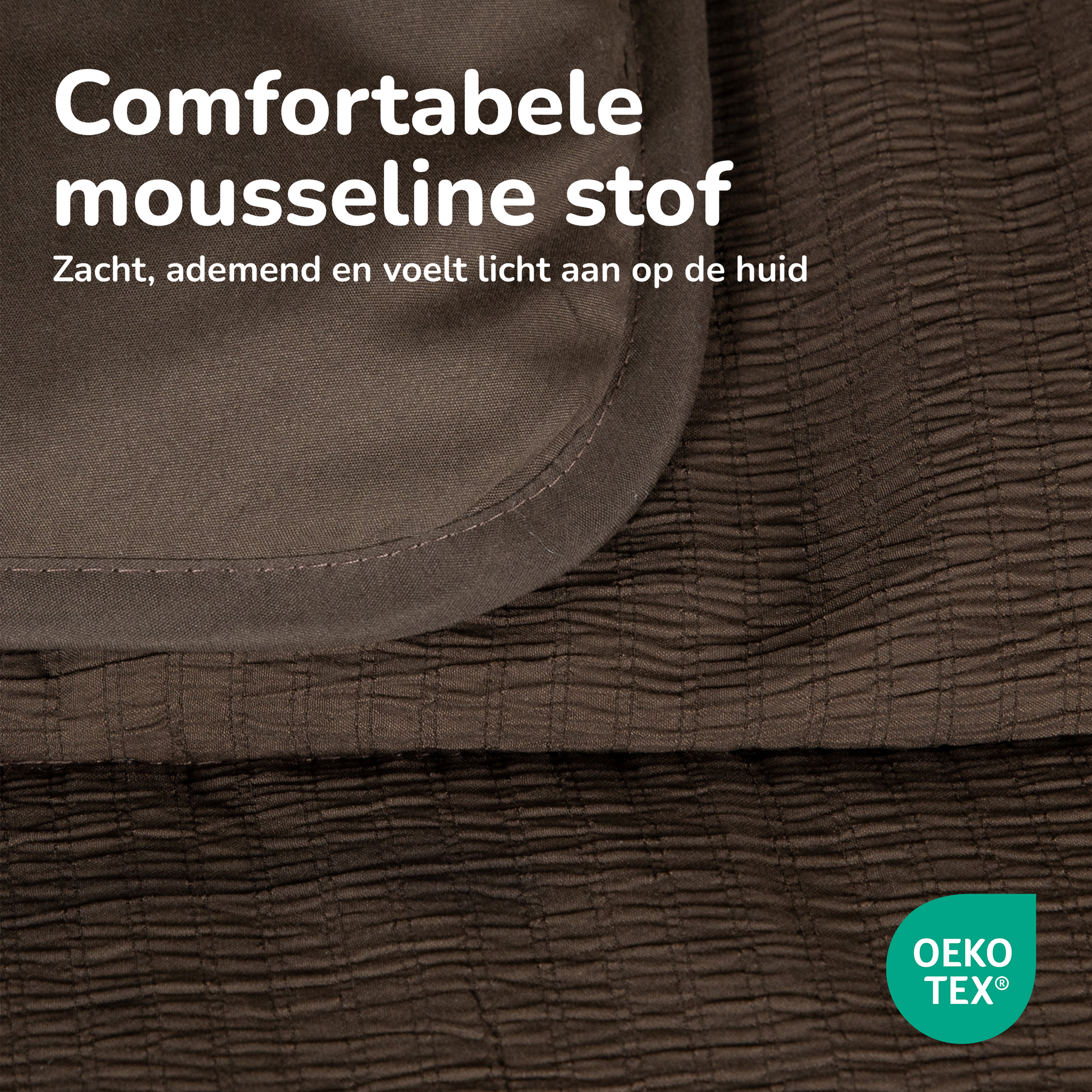 Decoware Easy dekbed zonder overtrek inclusief kussensloop - Mousseline - Chocolade bruin