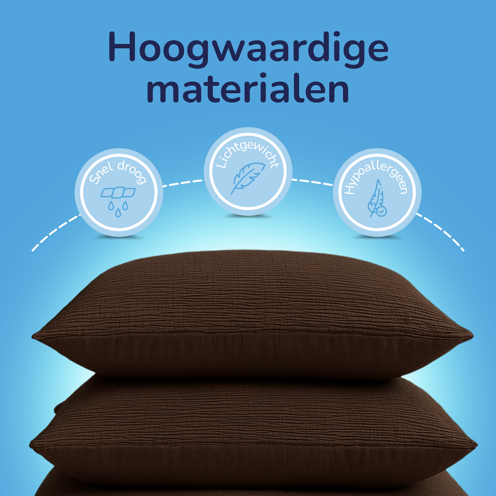Decoware Easy dekbed zonder overtrek inclusief kussensloop - Mousseline - Chocolade bruin
