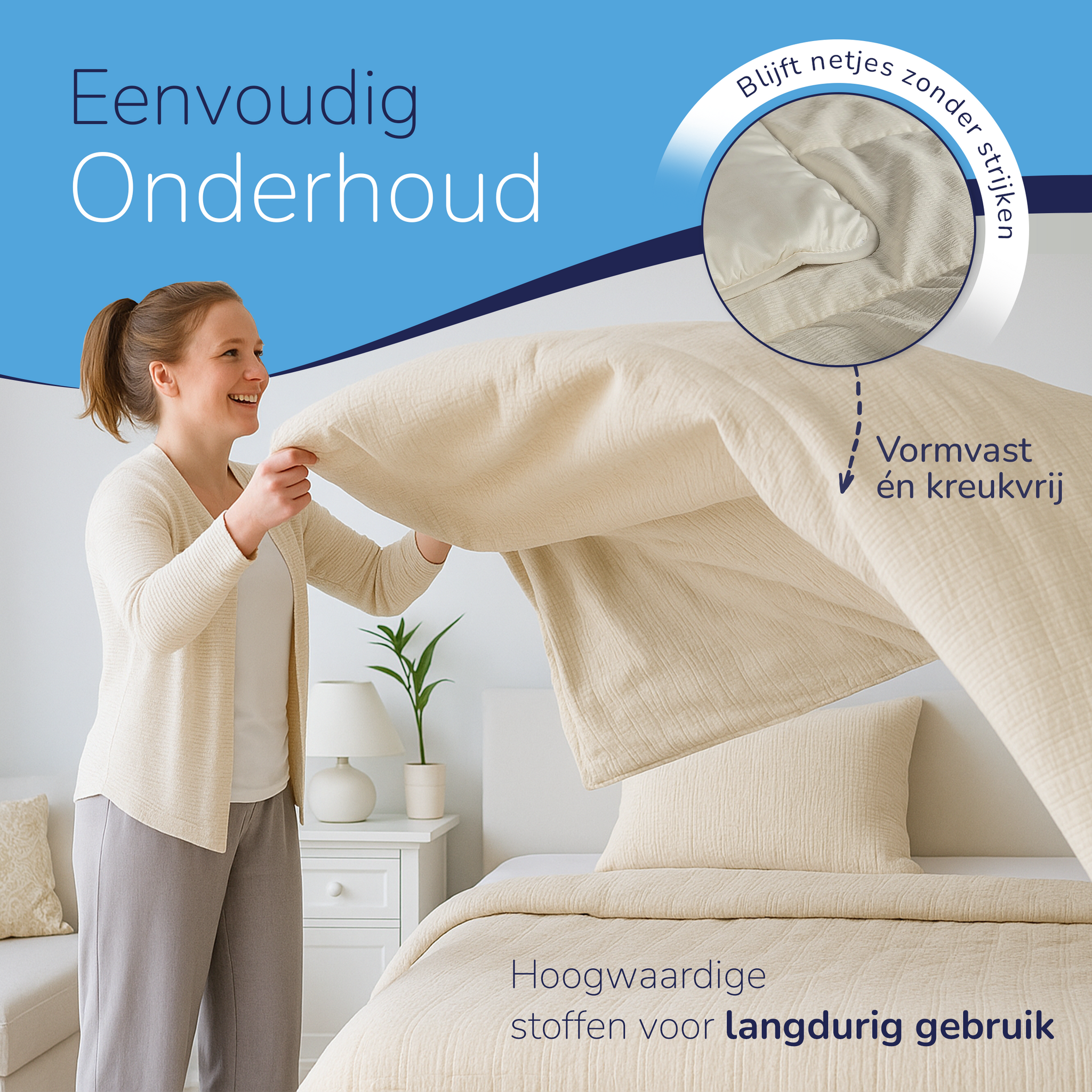 Decoware Easy dekbed zonder overtrek inclusief kussensloop - Mousseline - zand