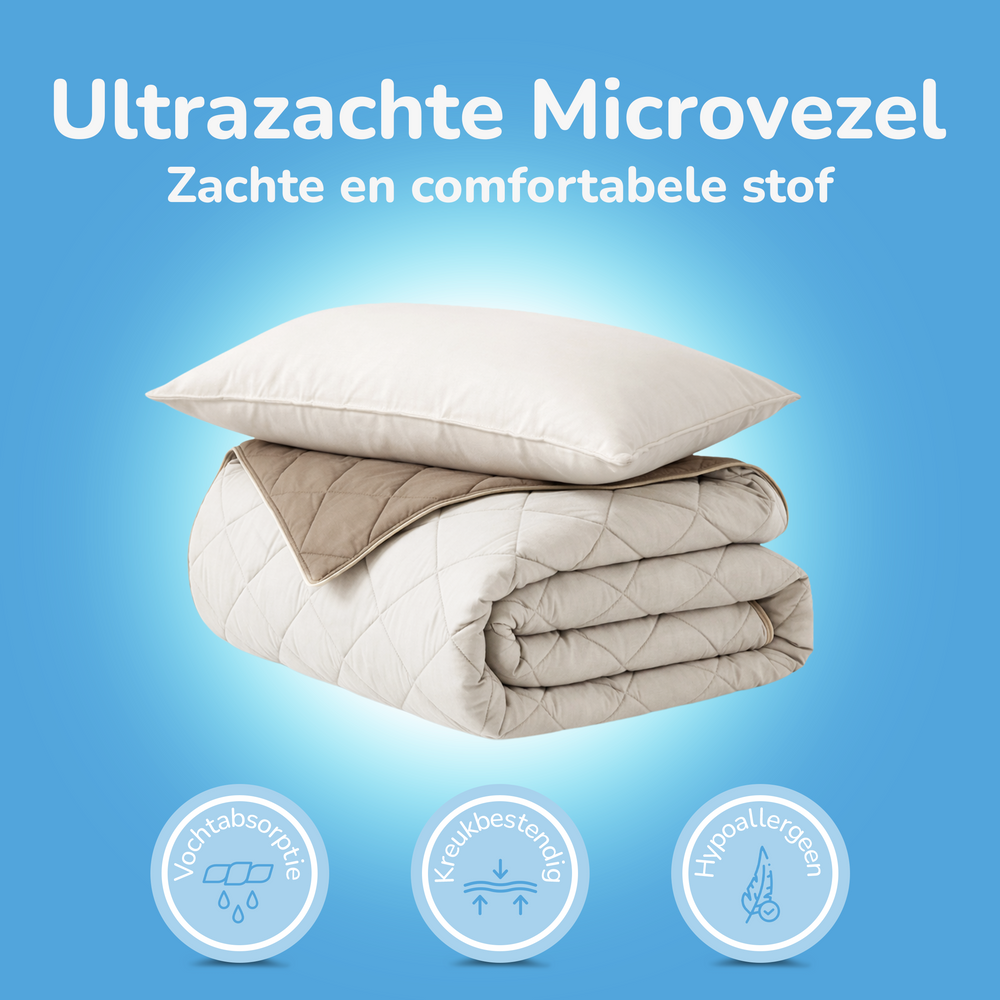 Decoware dekbed zonder overtrek incl. kussensloop - crème/taupe