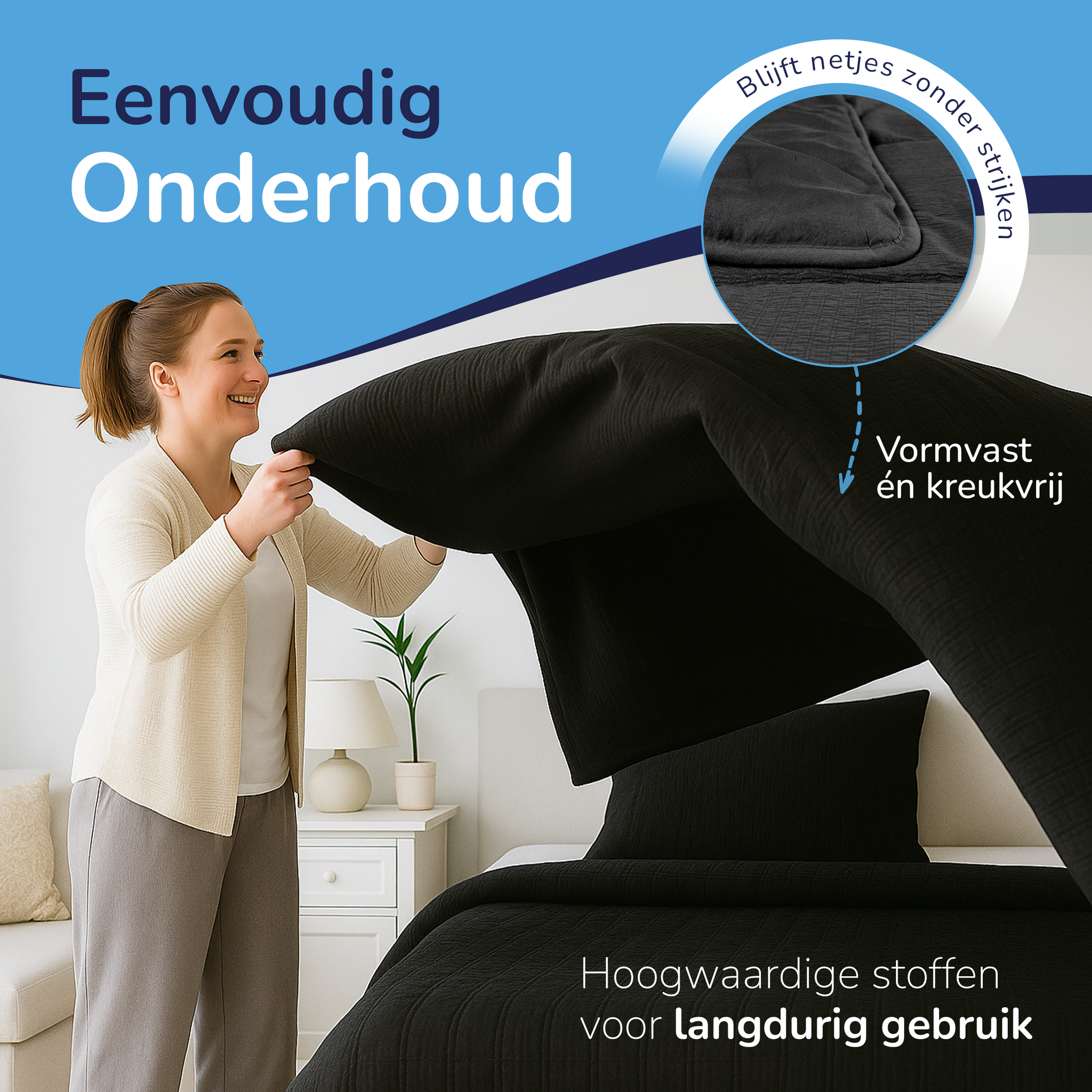 Decoware Easy dekbed zonder overtrek inclusief kussensloop - Mousseline - Antraciet