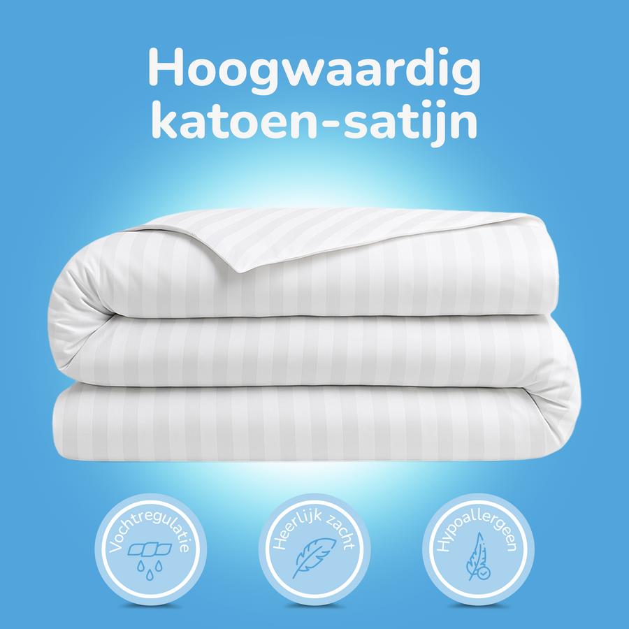 Decoware peuter dekbedovertrek Hotelstreep - wit - katoen satijn