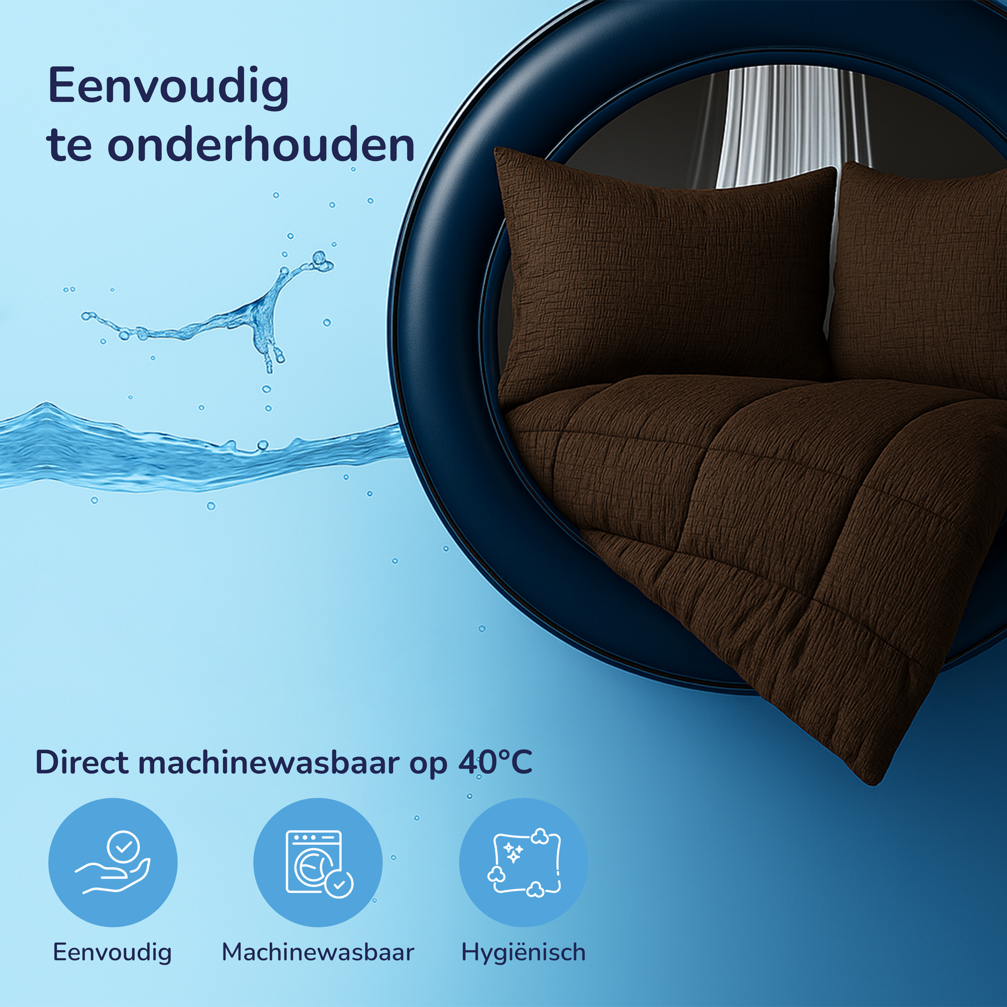 Decoware Easy dekbed zonder overtrek inclusief kussensloop - Mousseline - Chocolade bruin