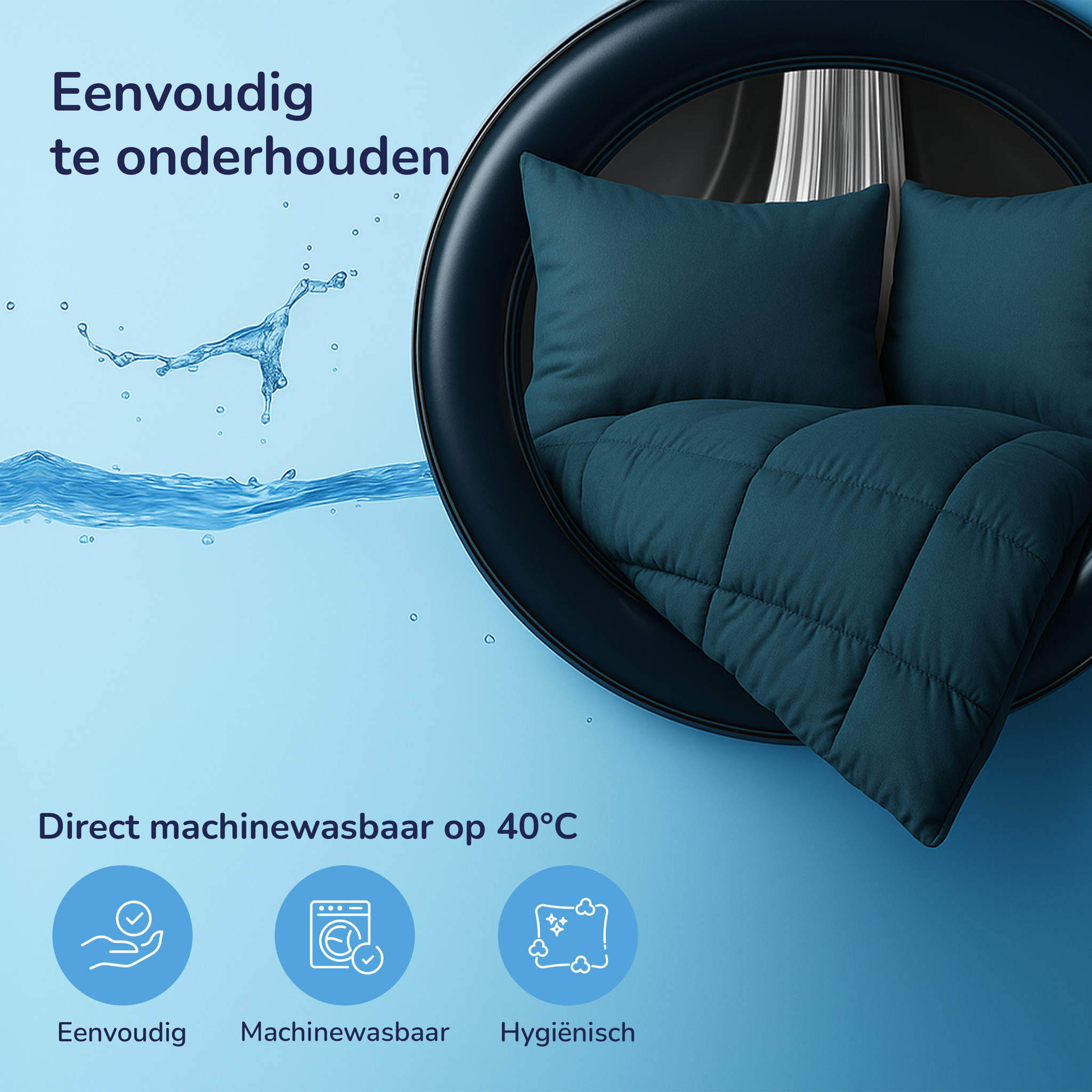Decoware Easy dekbed zonder overtrek inclusief kussensloop - Mousseline - Petrol