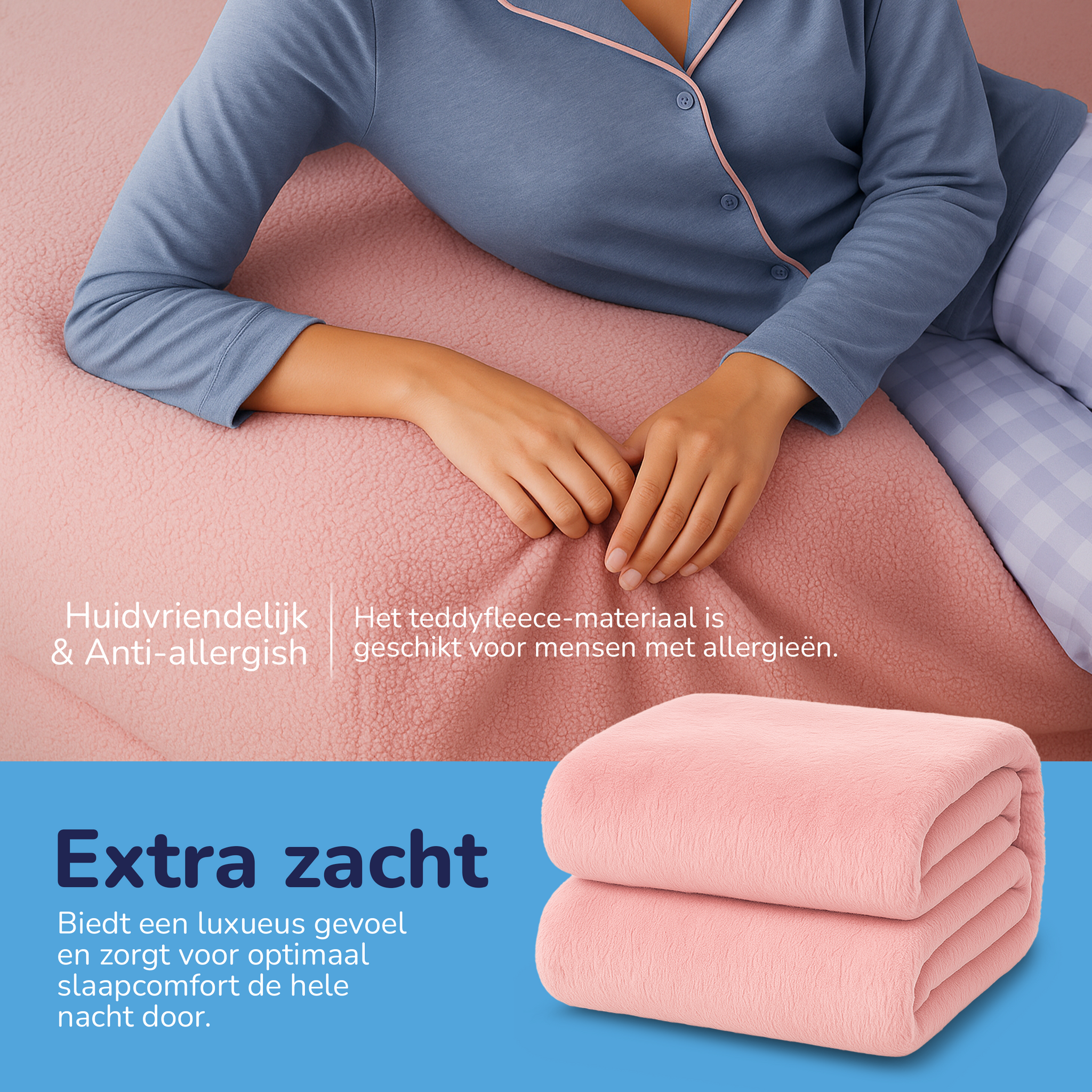 Teddy fleece hoeslaken - roze