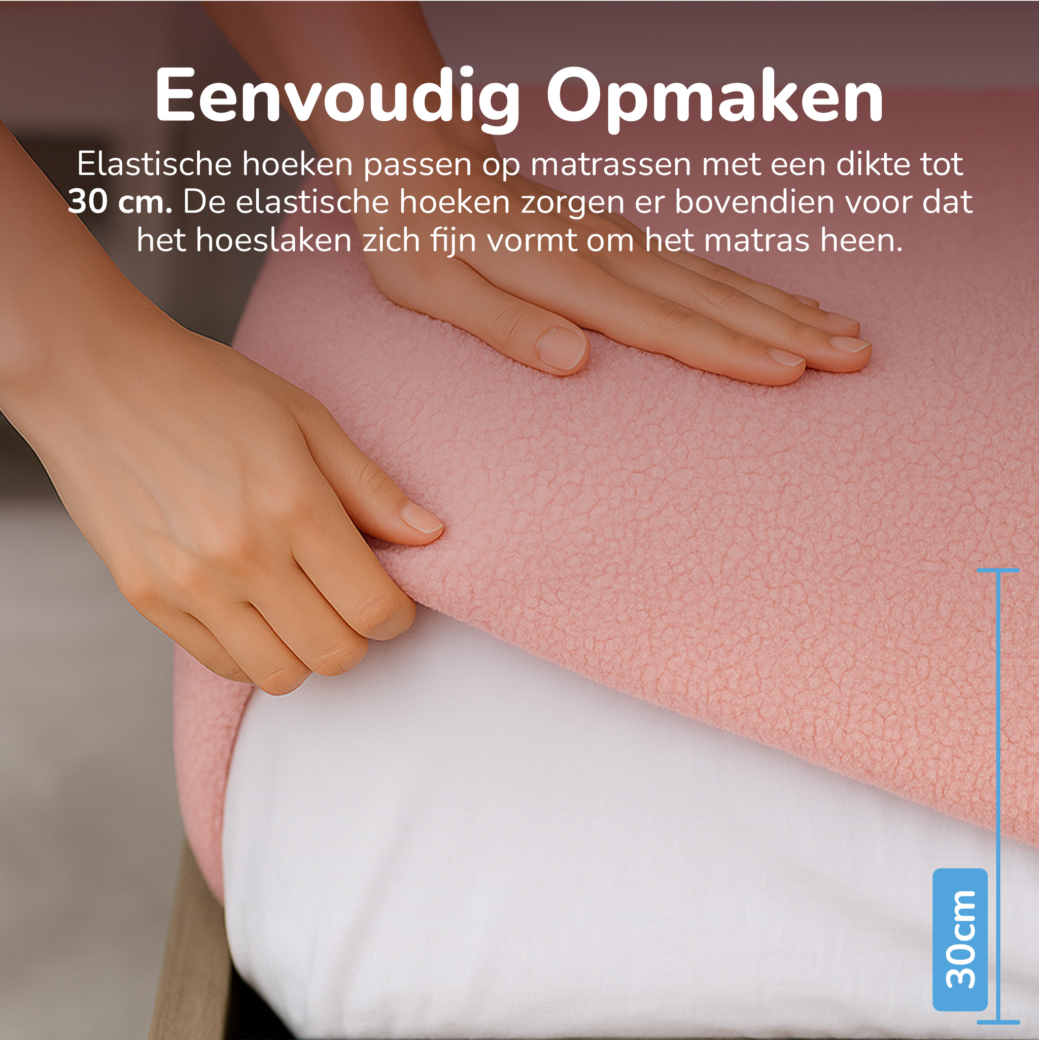 Teddy fleece hoeslaken - roze