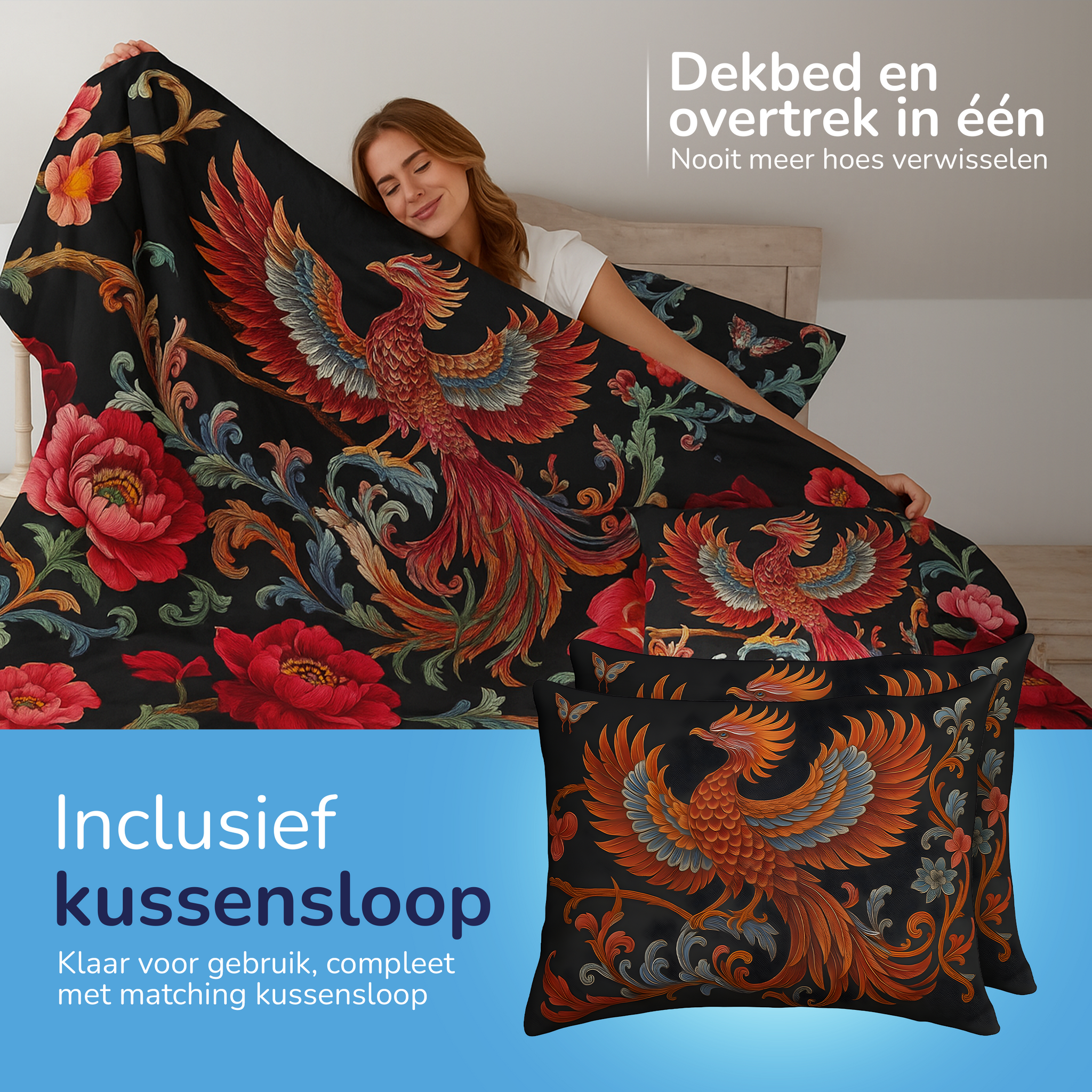 Decoware dekbed zonder overtrek inclusief kussensloop - Phoenix Bloom - microvezel