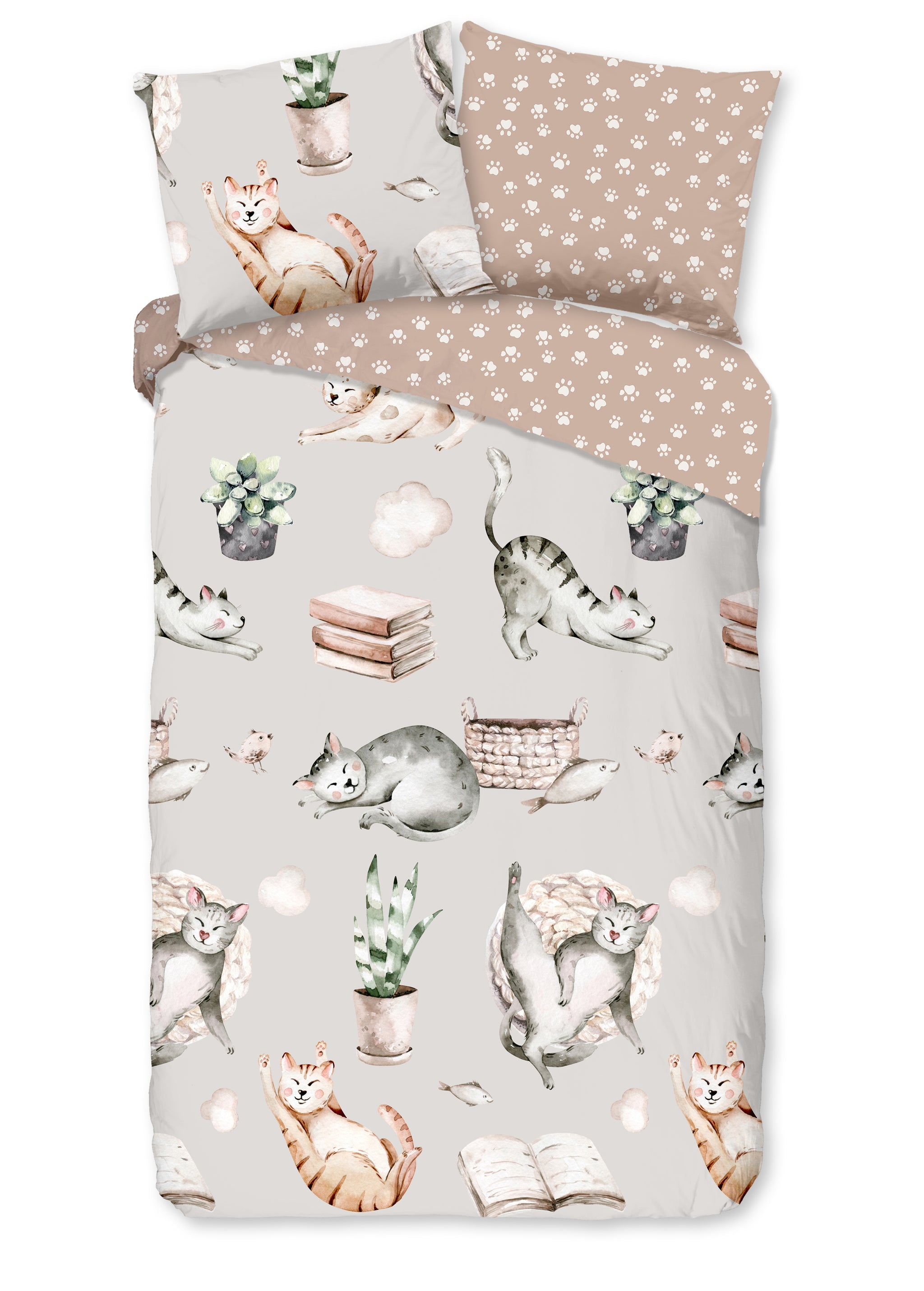 Kinderdekbedovertrek Catlife - Katoen - 1-persoons (140x220 + 60x70 cm)