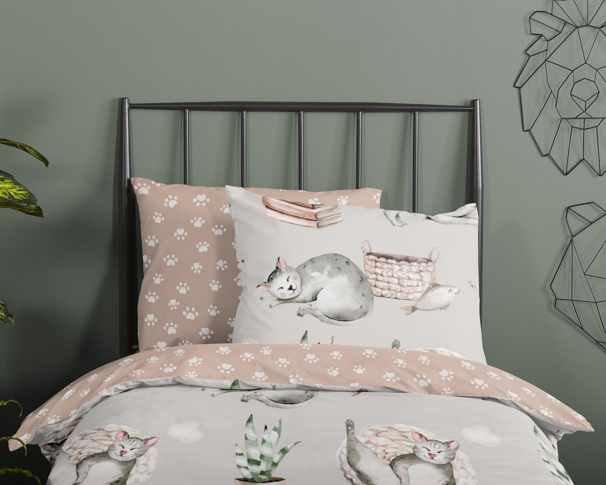 Kinderdekbedovertrek Catlife - Katoen - 1-persoons (140x220 + 60x70 cm)
