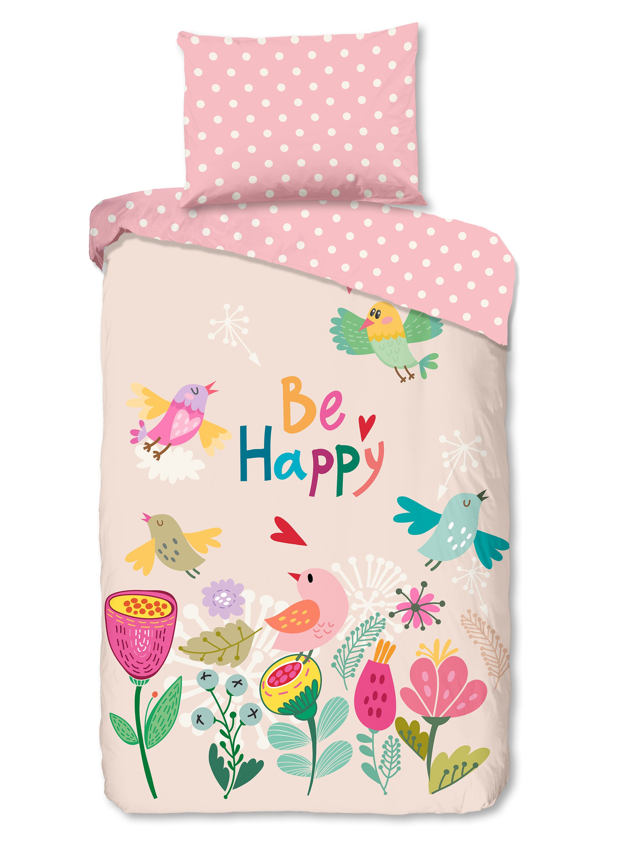 Good morning kinderdekbedovertrek Happily - katoen - eenpersoons (140x220 + 60x70 cm)