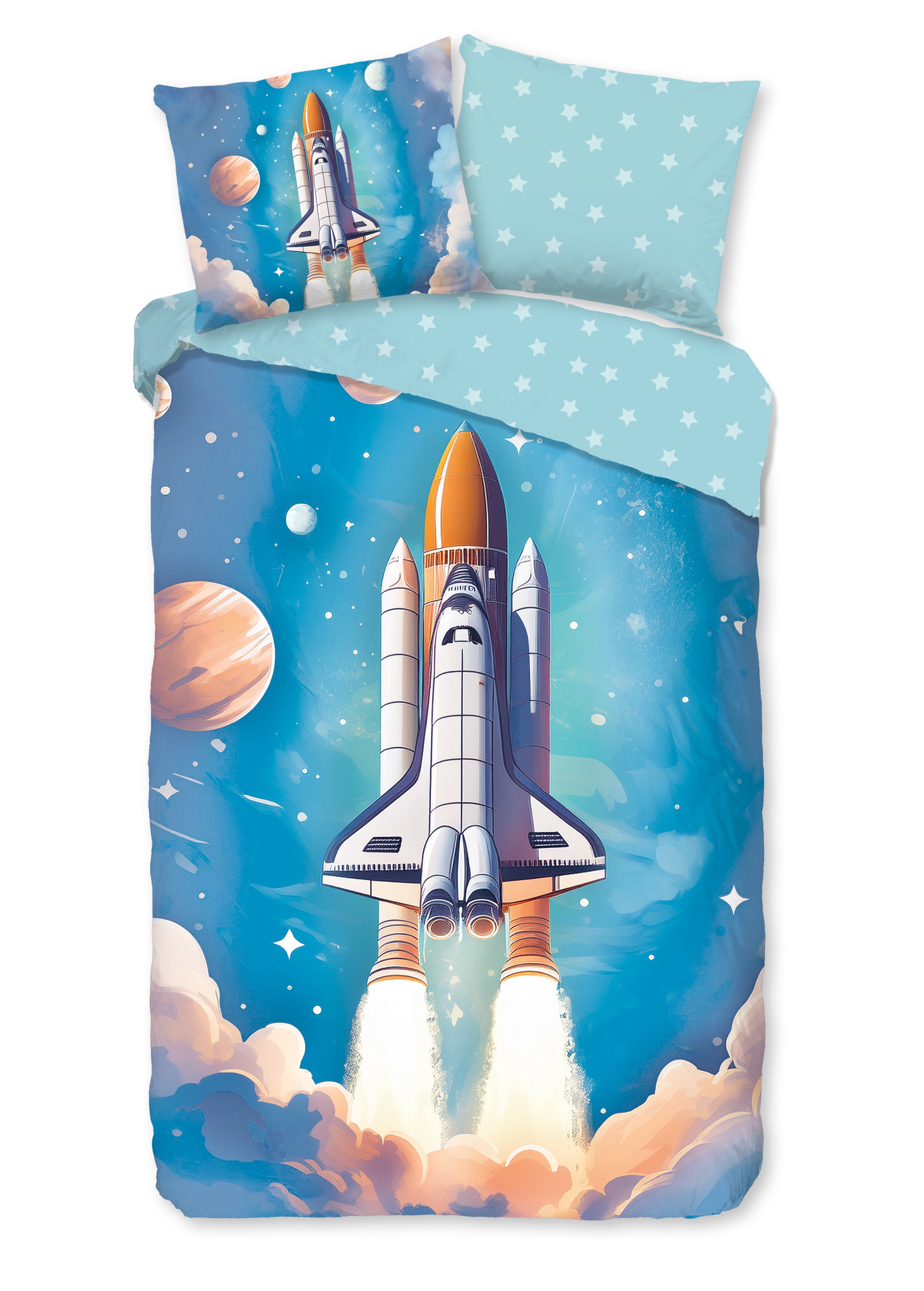 Good morning dekbedovertrek Fred Spaceshuttle - katoen - eenpersoons (140x220 + 60x70 cm)