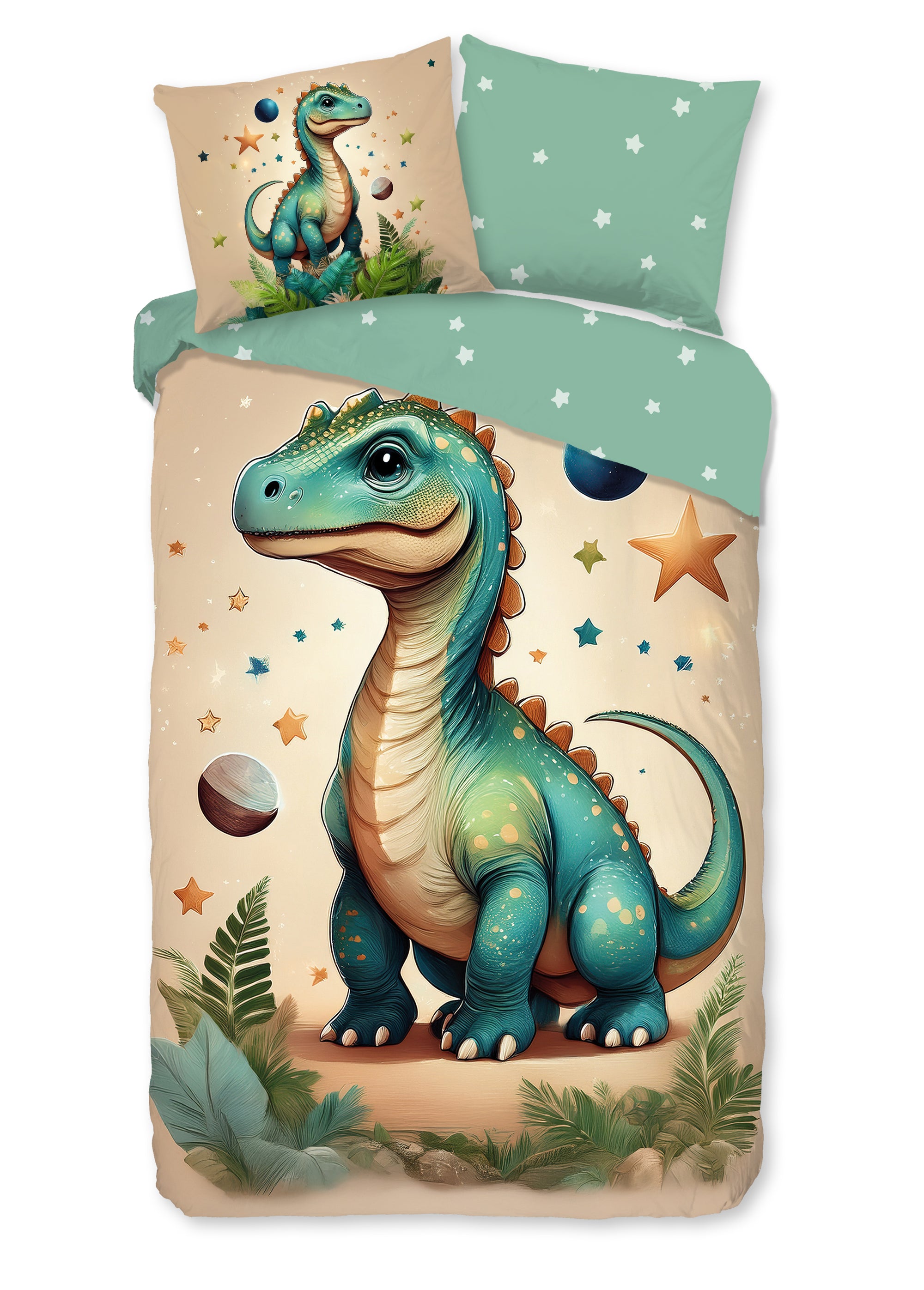 Good morning dekbedovertrek Milo dinosaurus - katoen - eenpersoons (140x220 + 60x70 cm)