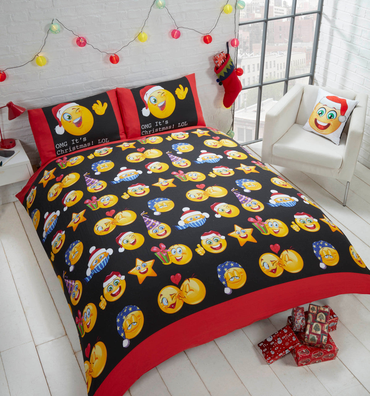 CXYXHW Kerstmis beddengoedset, 3-delig beddengoedset kerstman patroon, dekbedovertrek en kussensloop met ritssluiting (A, 135 x 200 CM CXYXHW Kerstmis beddengoedset, 3-delig beddengoedset kerstman patroon, dekbedovertrek en kussensloop met ritssluiting (A, 135 x 200 CM
