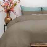 Mousseline dekbedovertrek - katoen - taupe - 1-persoons (140x220 + 60x70 cm)