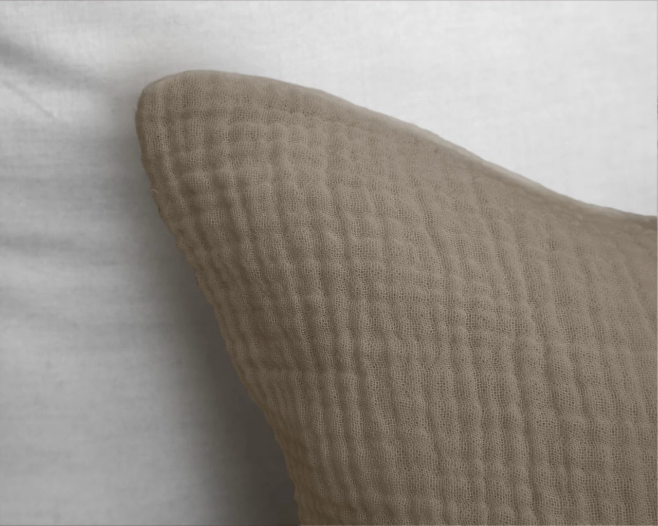 Mousseline dekbedovertrek - katoen - taupe - 1-persoons (140x220 + 60x70 cm)