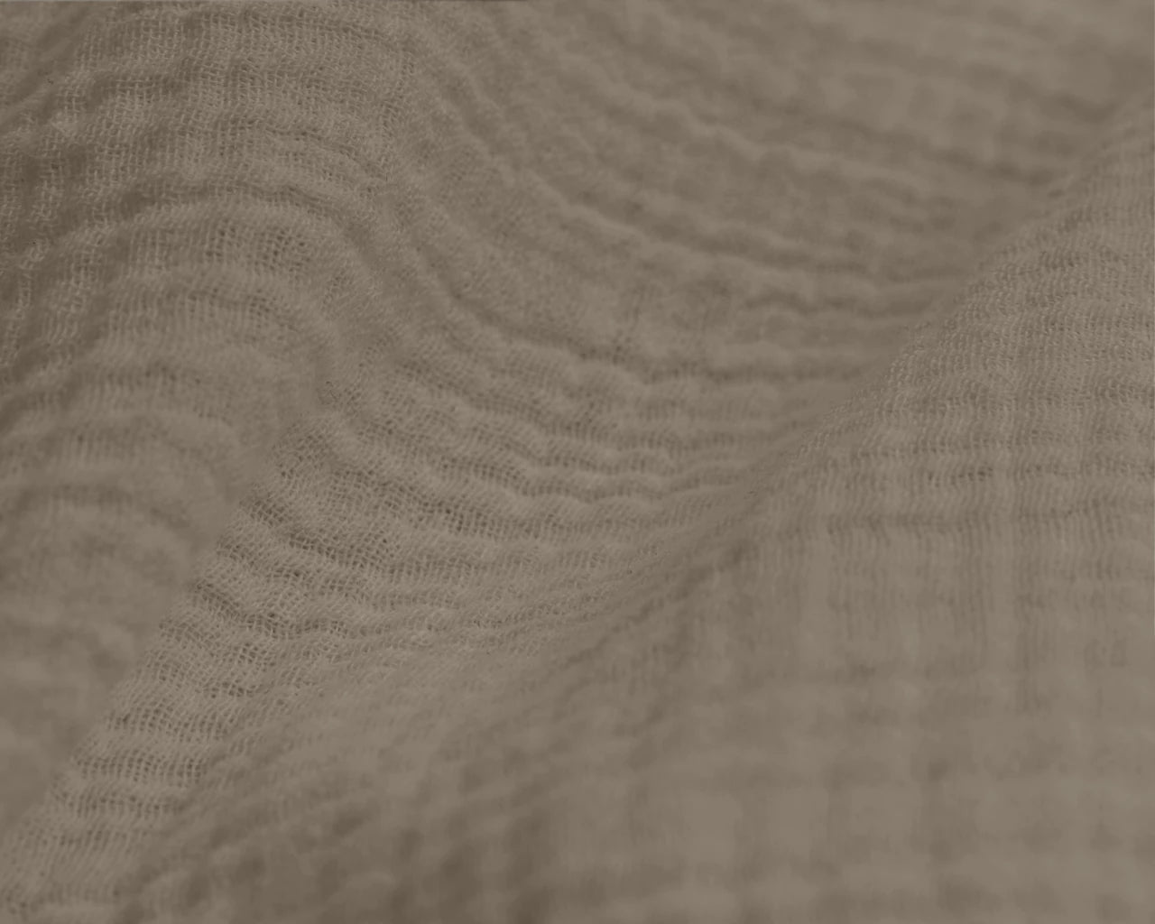 Mousseline dekbedovertrek - katoen - taupe - 1-persoons (140x220 + 60x70 cm)