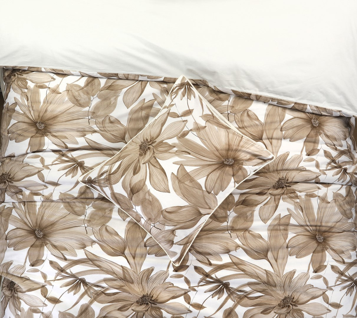 Papillon dekbedovertrek Luna beige - Katoensatijn