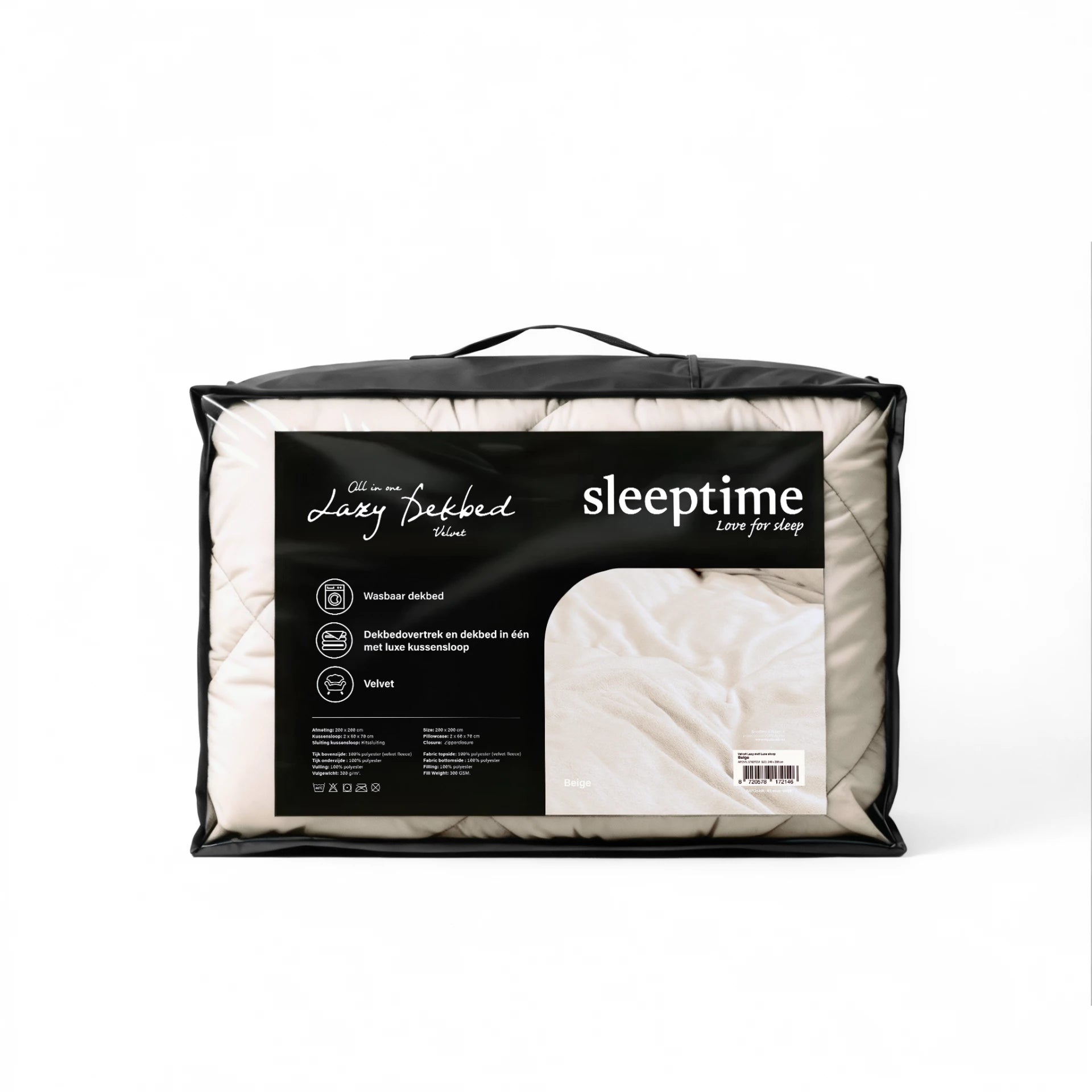 Sleeptime Lazy Velvet dekbed zonder overtrek inclusief kussensloop - Crème