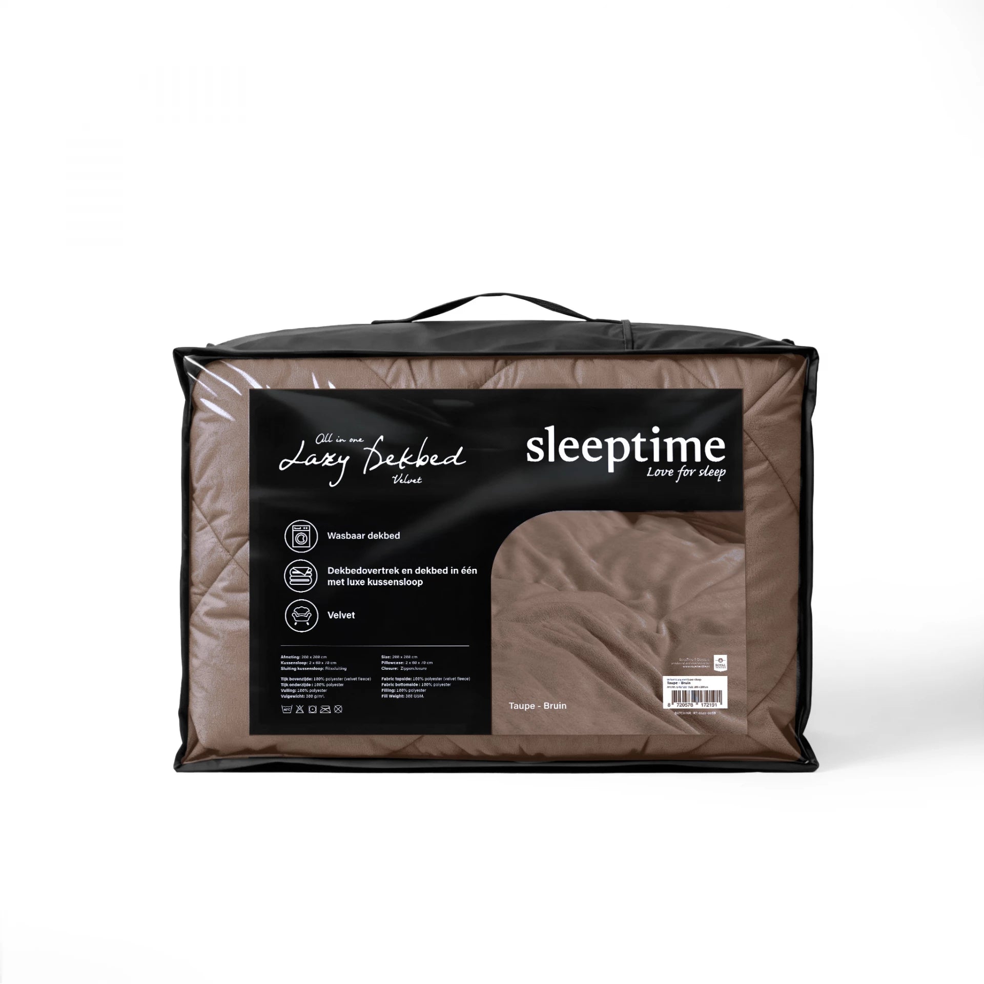 Sleeptime Lazy Velvet dekbed zonder overtrek inclusief kussensloop - Taupe/Bruin