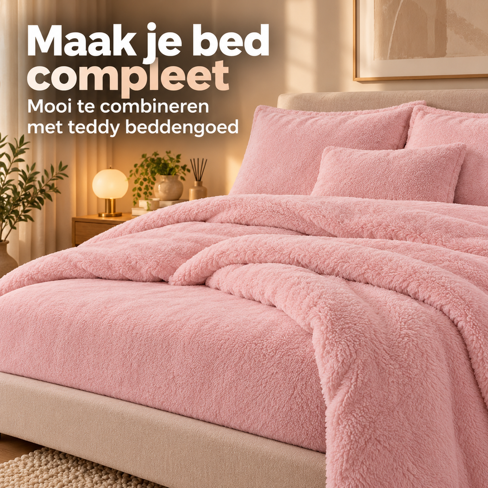 Teddy fleece hoeslaken - roze