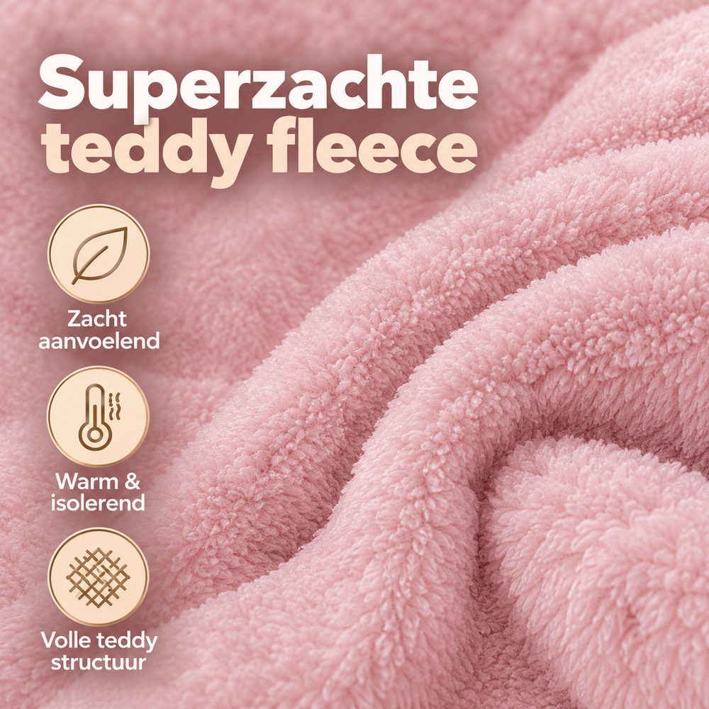 Teddy fleece hoeslaken - roze
