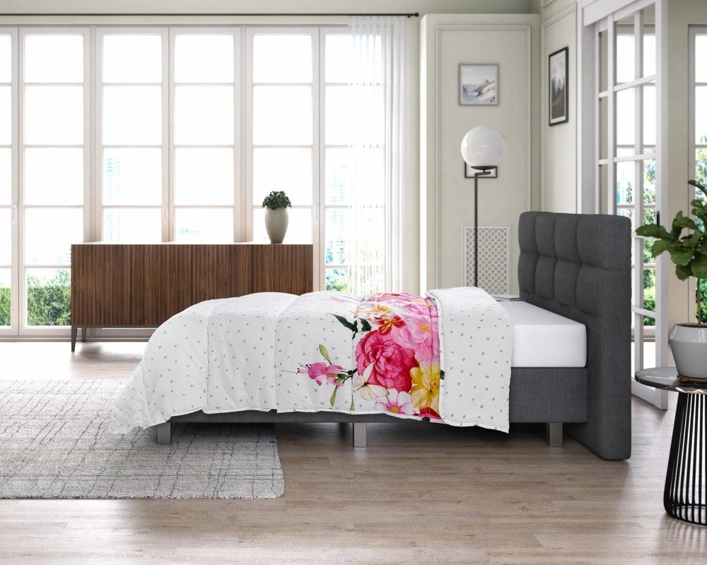 All in one lazy dekbed Love Garden wit - Dekbed en overtrek in 1 - 240x200 cm