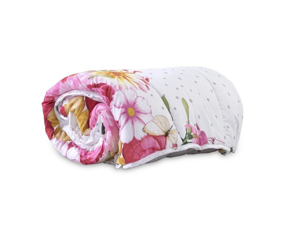 All in one lazy dekbed Love Garden wit - Dekbed en overtrek in 1 - 240x200 cm