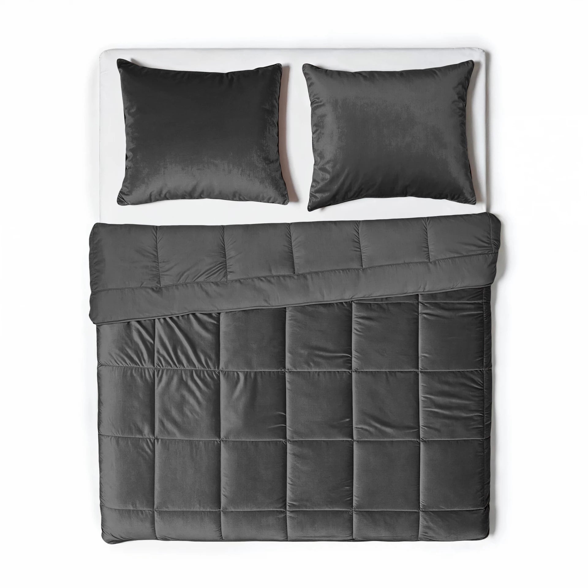All in one lazy dekbed velvet - Dekbed en overtrek in 1 - Antraciet