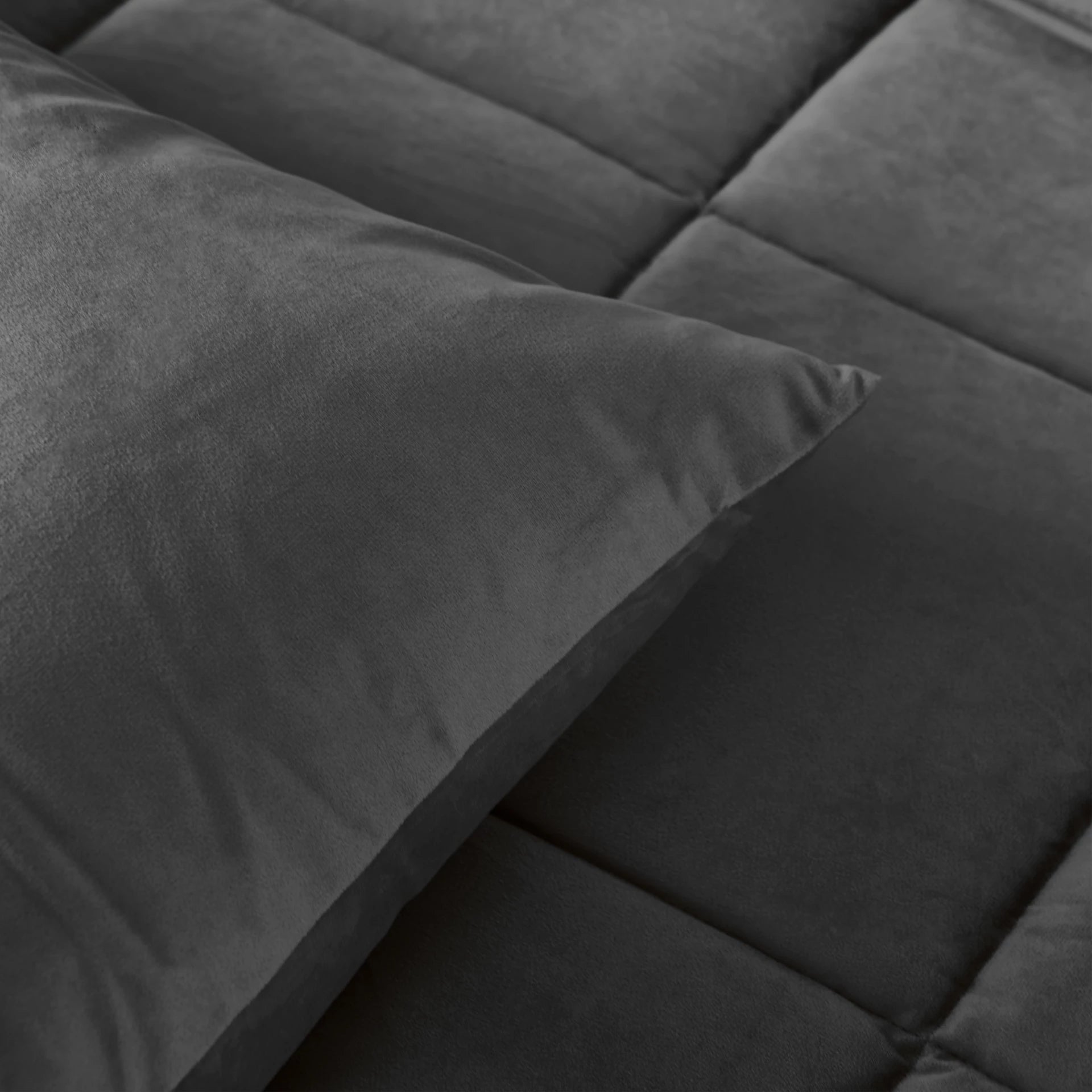 All in one lazy dekbed velvet - Dekbed en overtrek in 1 - Antraciet