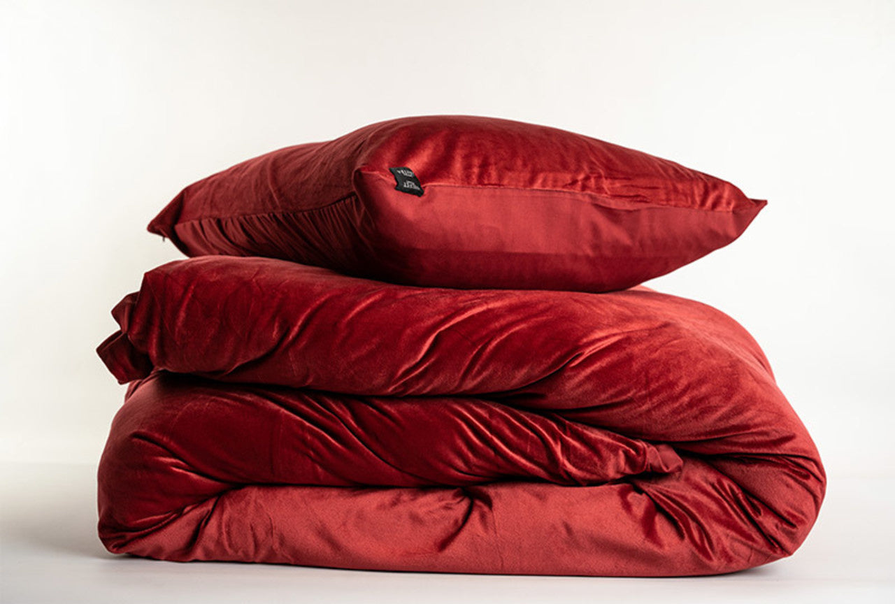 Beau Maison dekbedovertrek - rood - Velvet - 1-persoons (140x220 + 60x70cm)