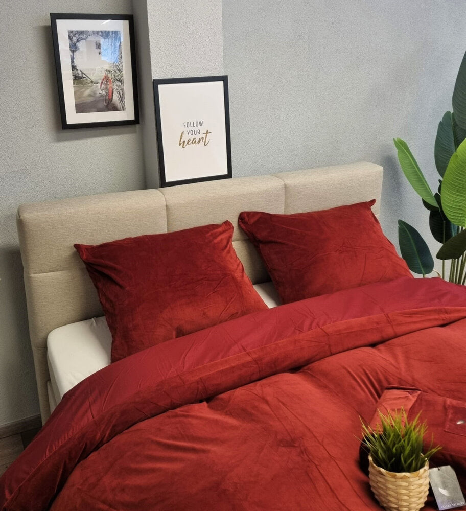 Beau Maison dekbedovertrek - rood - Velvet - 1-persoons (140x220 + 60x70cm)