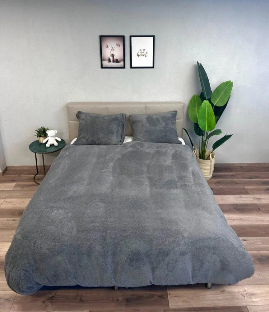 Teddy fleece dekbedovertrek onderkant microvezel - Grijs